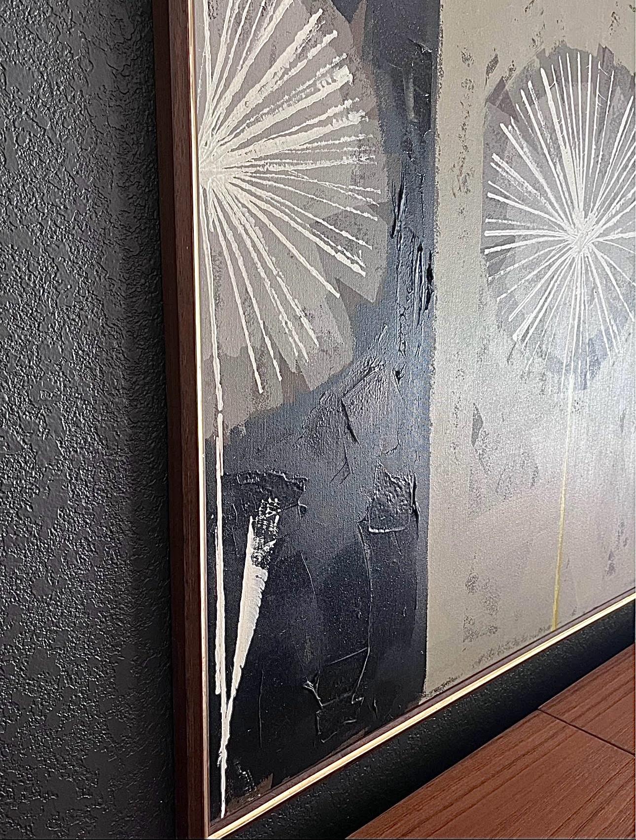 Rare Mid Century Modern Robert McCaine Cubist Color Block Dandelion Painting In Good Condition For Sale In St.Petersburg, FL
