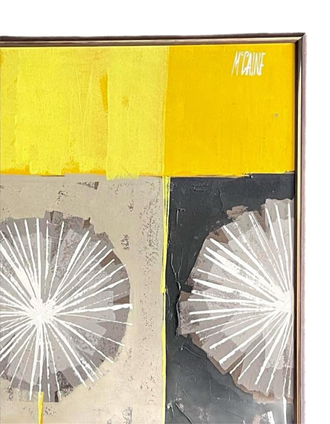 Canvas Rare Mid Century Modern Robert McCaine Cubist Color Block Dandelion Painting For Sale