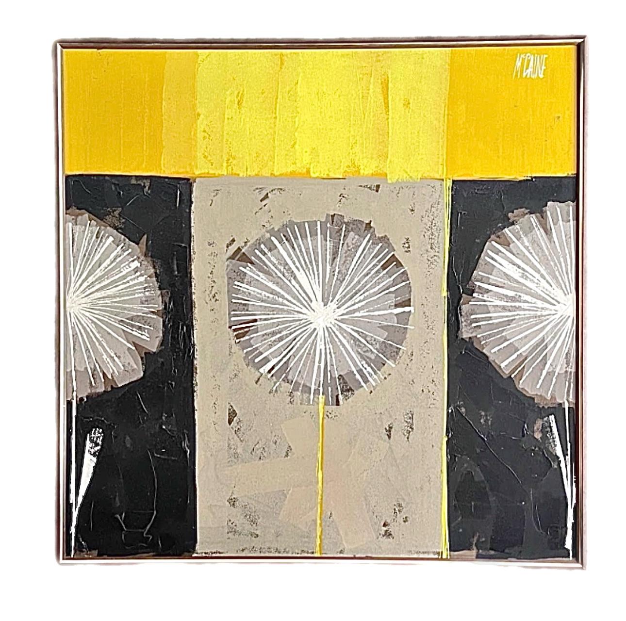 Rare Mid Century Modern Robert McCaine Cubist Color Block Dandelion Painting For Sale 1