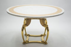 Rare Mid-Century Modern Robert Thibier Brass Marble Dining Table, 1970s