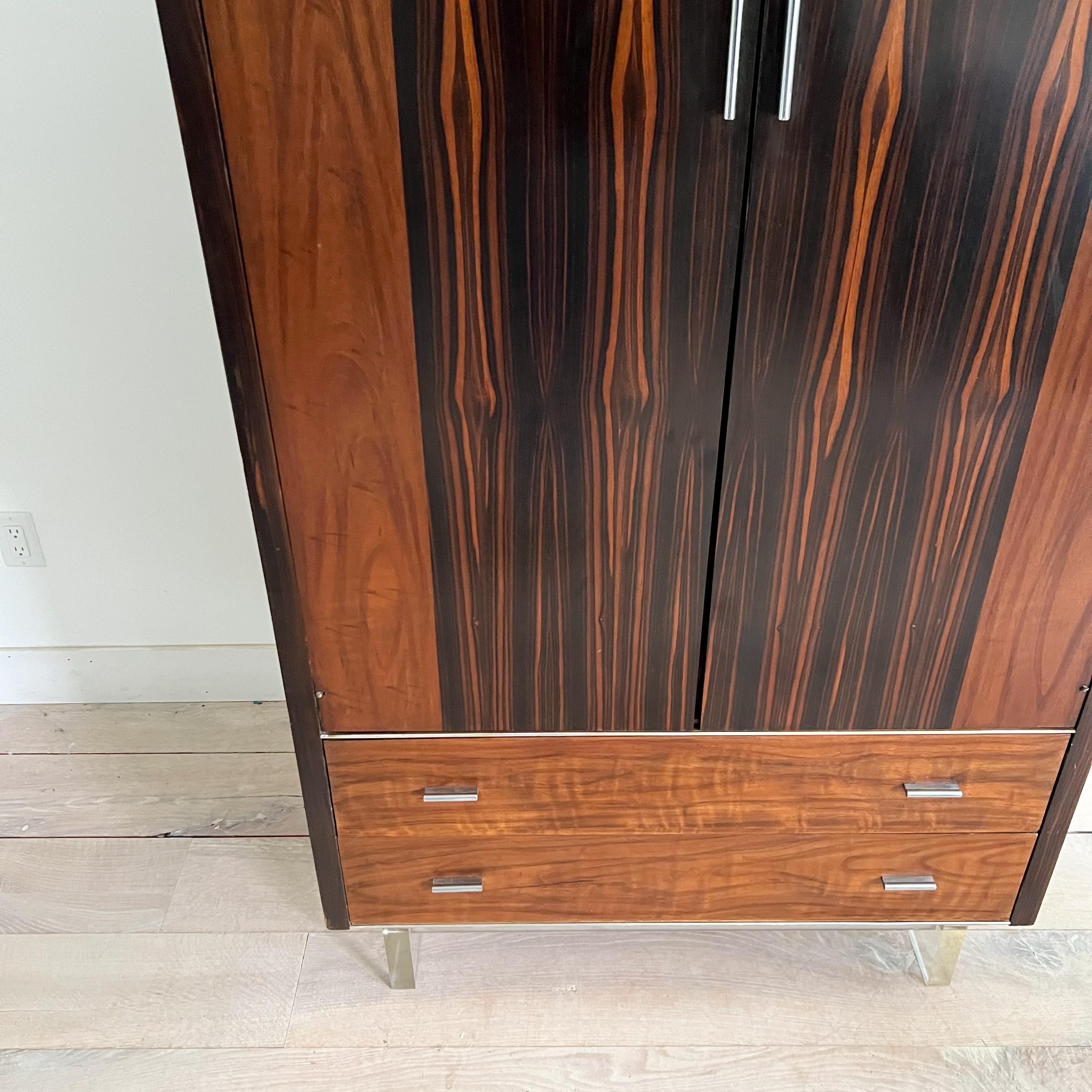 Late 20th Century Rare Mid Century Modern Rosewood Gentlemen's Chest with Lucite Base by Modernage For Sale