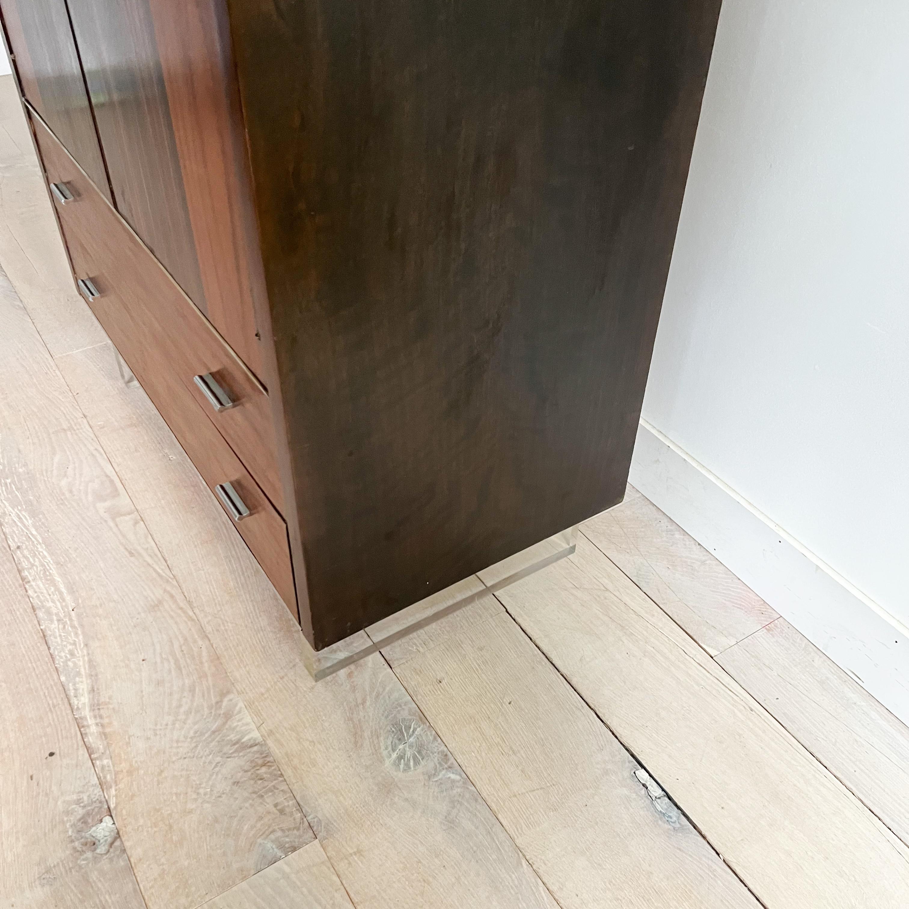 Rare Mid Century Modern Rosewood Gentlemen's Chest with Lucite Base by Modernage 2