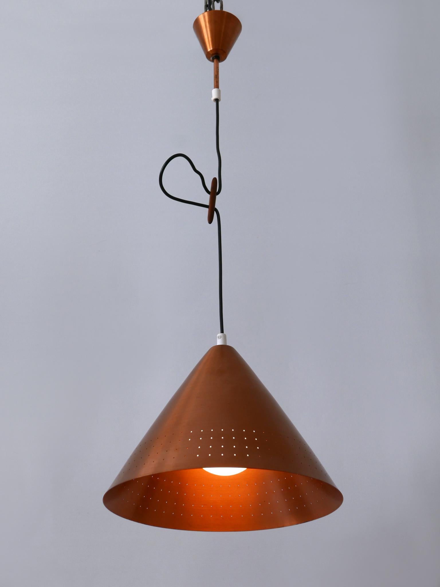 Rare Mid-Century Modern Scandinavian Copper Pendant Lamp or Hanging Light  1960s For Sale 6