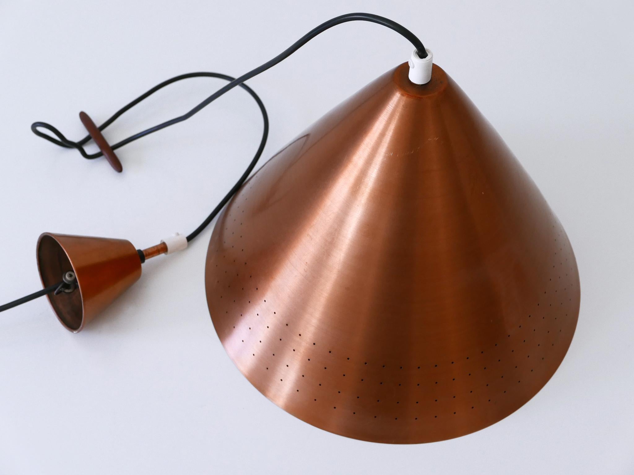 Rare Mid-Century Modern Scandinavian Copper Pendant Lamp or Hanging Light  1960s For Sale 13