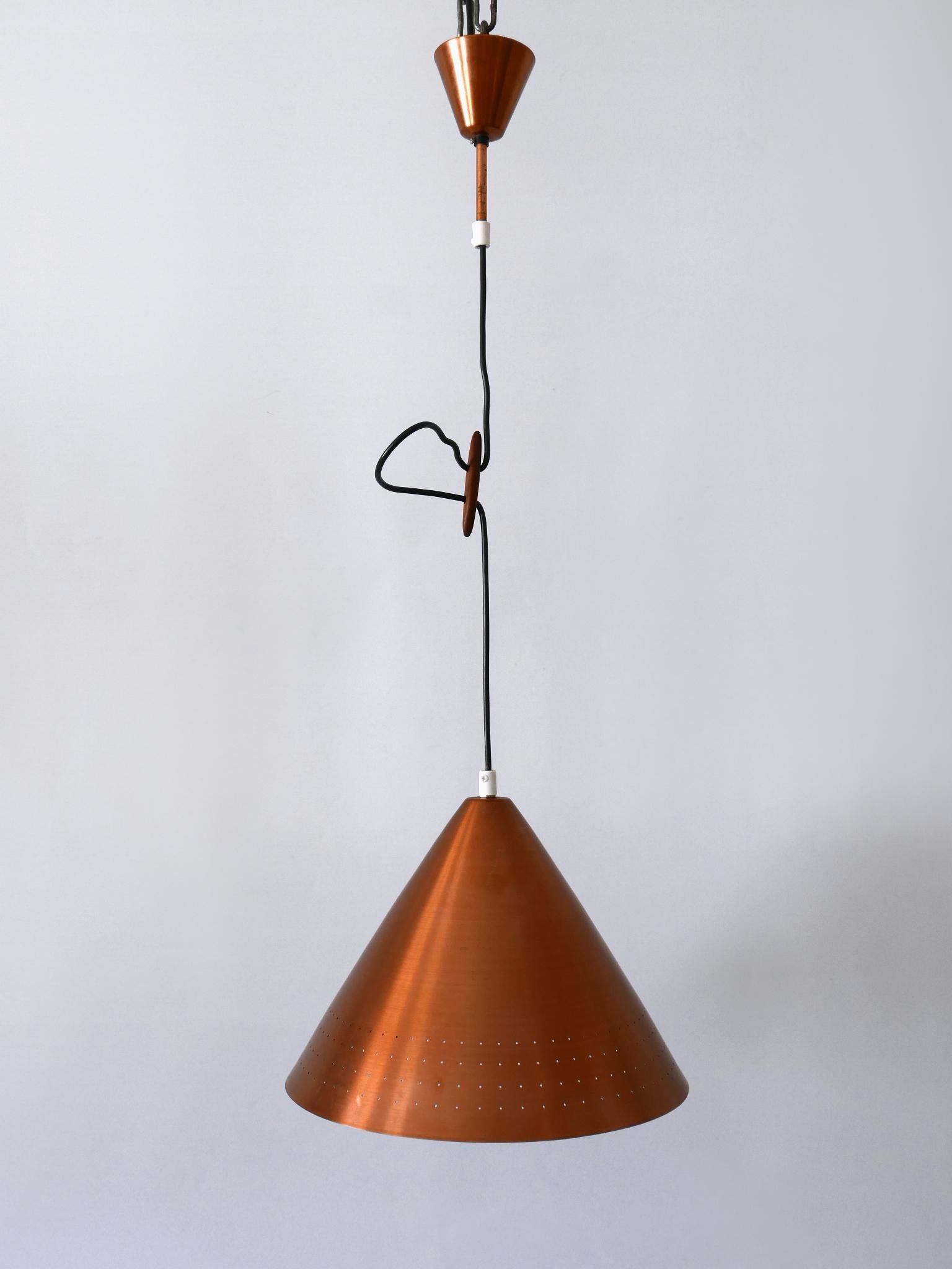 Rare Mid-Century Modern Scandinavian Copper Pendant Lamp or Hanging Light  1960s In Good Condition For Sale In Munich, DE