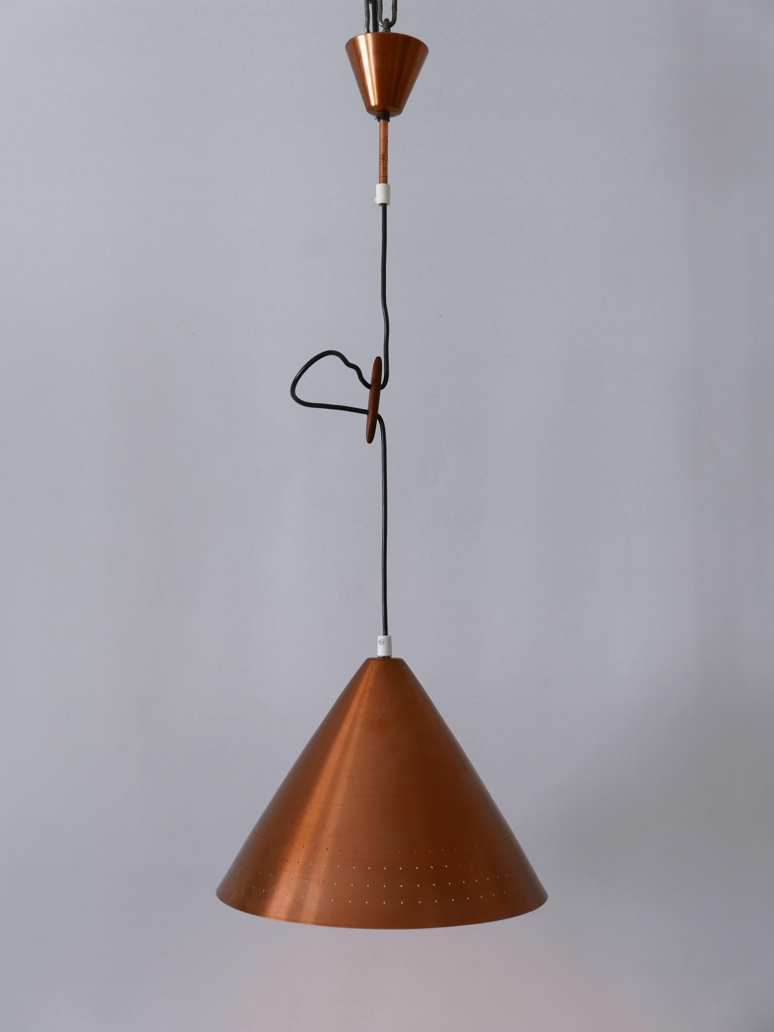Mid-20th Century Rare Mid-Century Modern Scandinavian Copper Pendant Lamp or Hanging Light  1960s For Sale