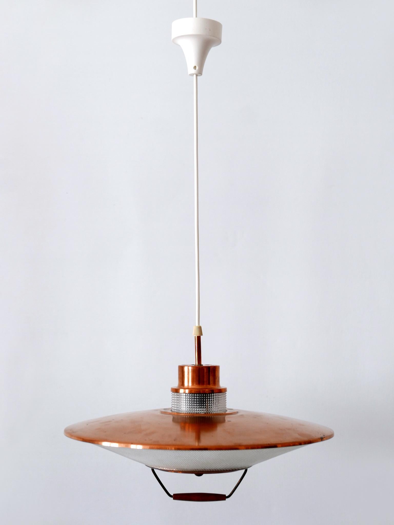 Rare Mid-Century Modern Scandinavian Copper Pendant Lamp or Hanging Light 1960s  For Sale 1