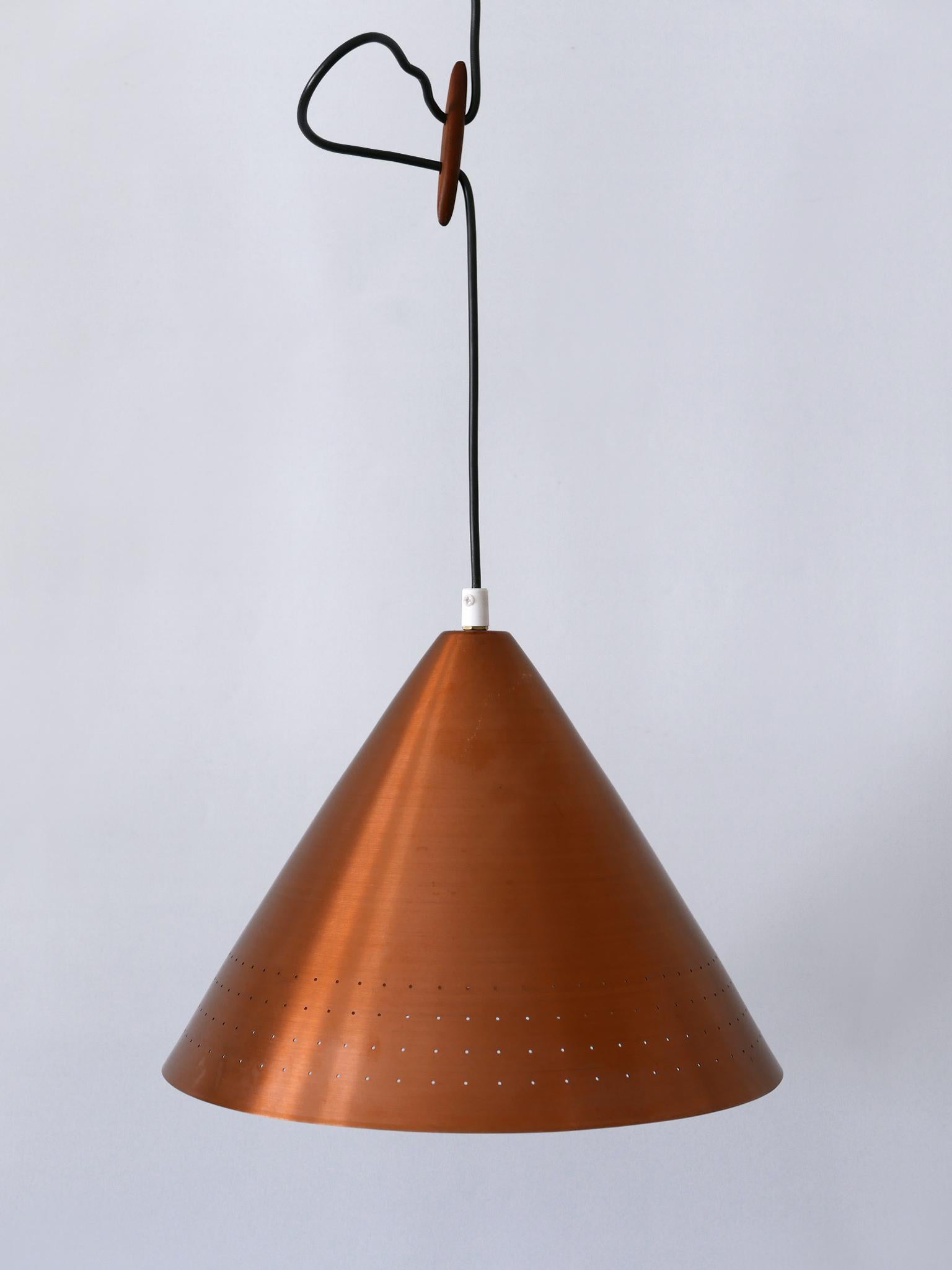 Rare Mid-Century Modern Scandinavian Copper Pendant Lamp or Hanging Light  1960s For Sale 1