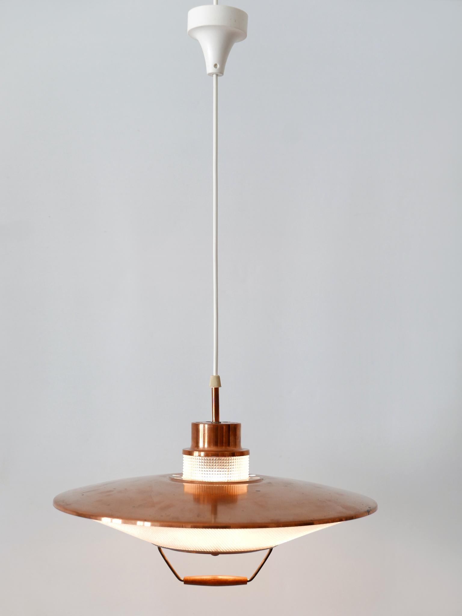 Rare Mid-Century Modern Scandinavian Copper Pendant Lamp or Hanging Light 1960s  For Sale 2