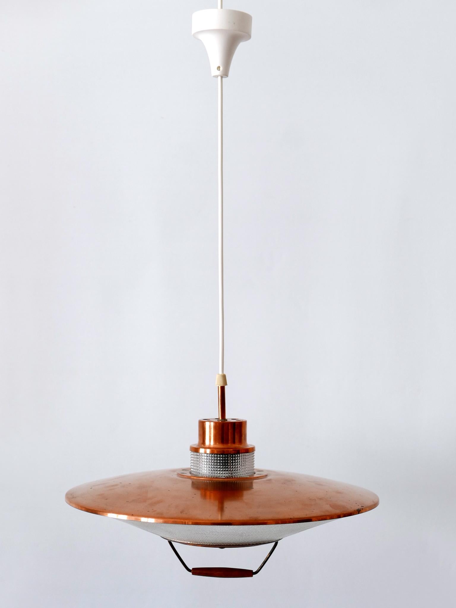 Rare Mid-Century Modern Scandinavian Copper Pendant Lamp or Hanging Light 1960s  For Sale 3