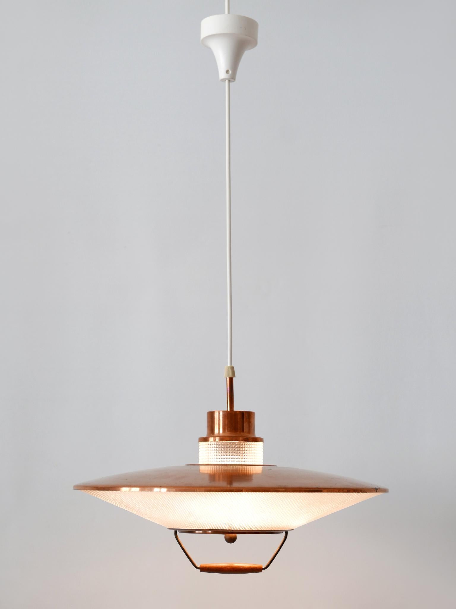 Rare Mid-Century Modern Scandinavian Copper Pendant Lamp or Hanging Light 1960s  For Sale 4