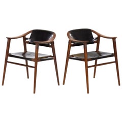 Rare Mid-Century Modern Sculpted Pair of "Bambi" Armchairs by Rastad & Relling