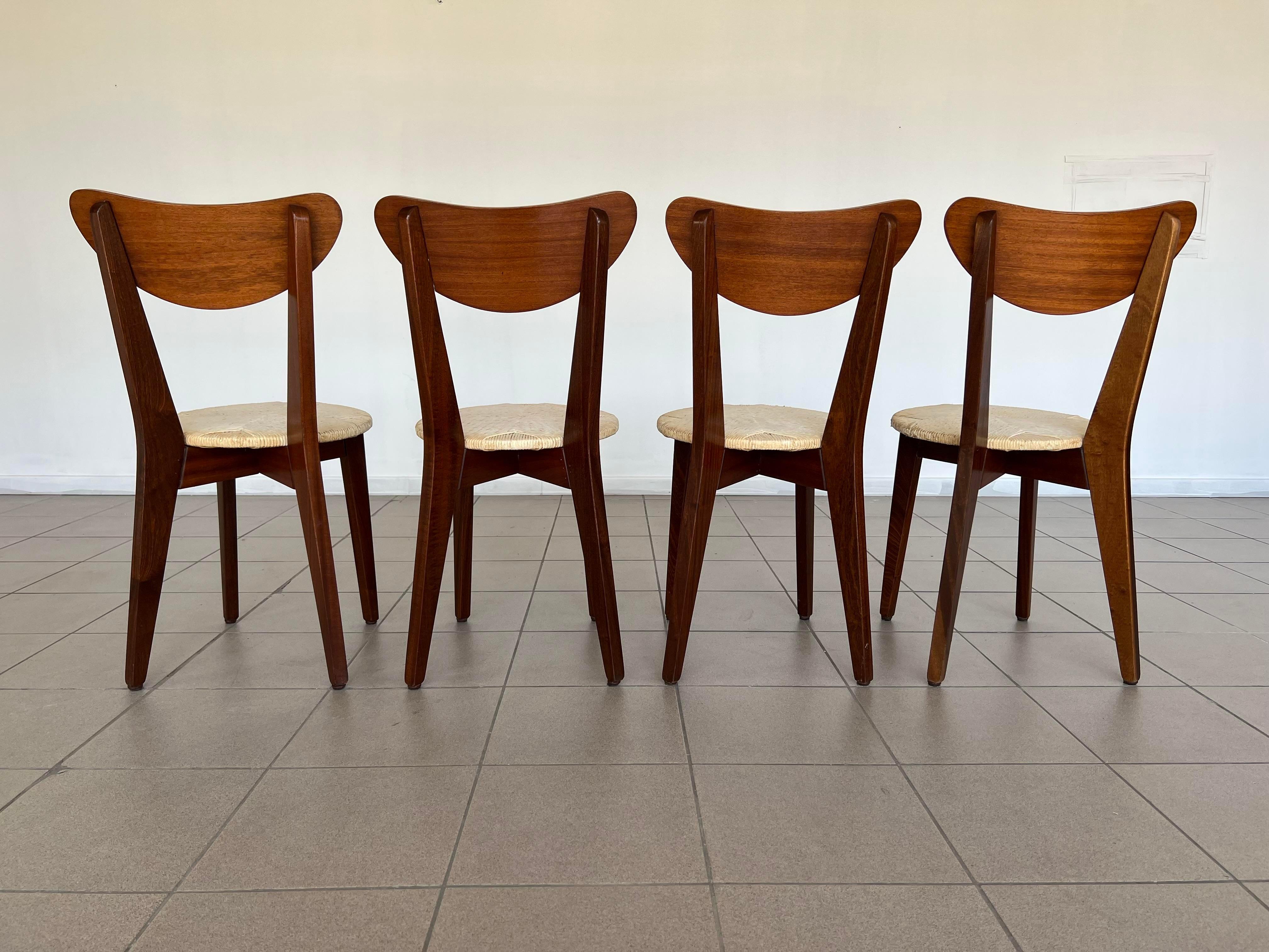Rare Mid-Century Modern Set of 4 Dining Chairs by Louis Van Teeffelen, 1960s 5