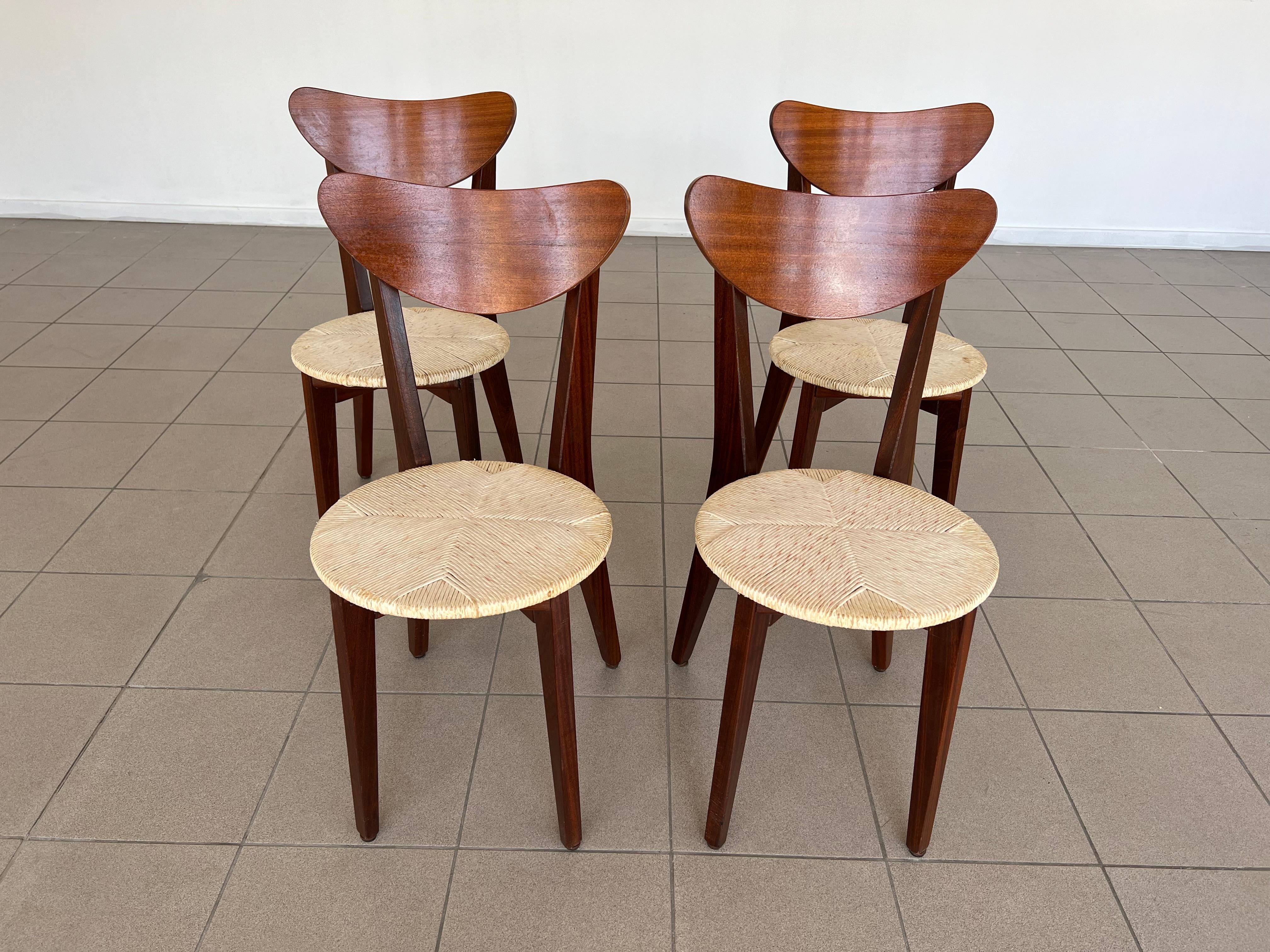 Mid-20th Century Rare Mid-Century Modern Set of 4 Dining Chairs by Louis Van Teeffelen, 1960s