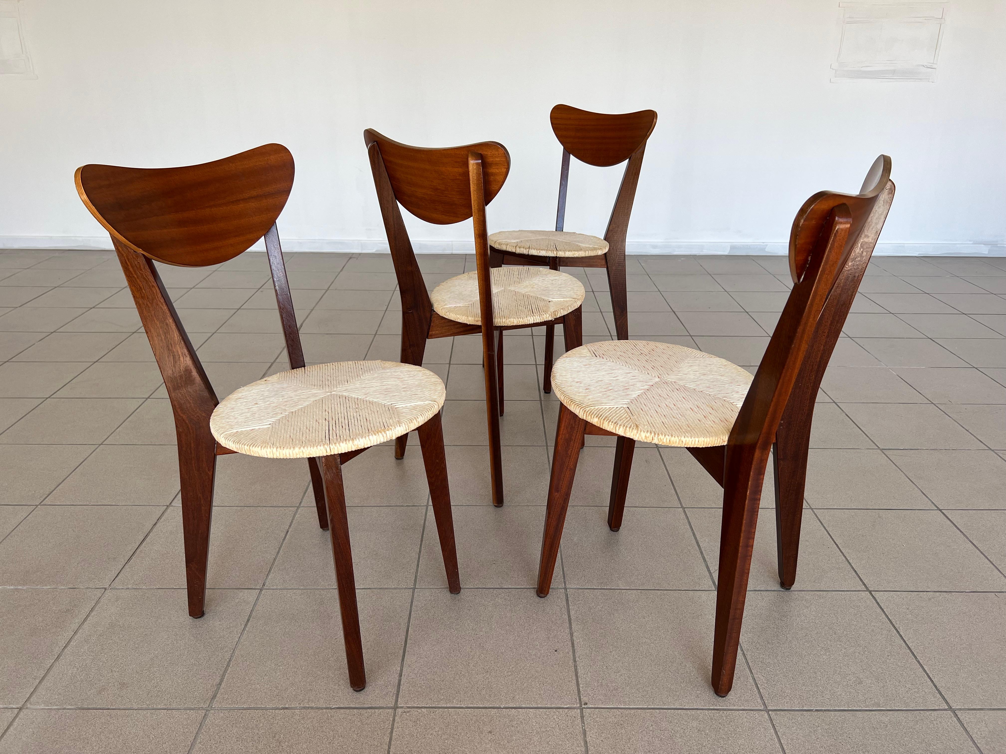 Rare Mid-Century Modern Set of 4 Dining Chairs by Louis Van Teeffelen, 1960s 1