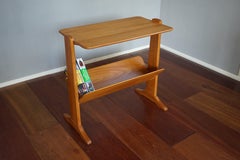 Rare Mid-Century Modern Solid Cherrywood End or Side Table with Book Trough