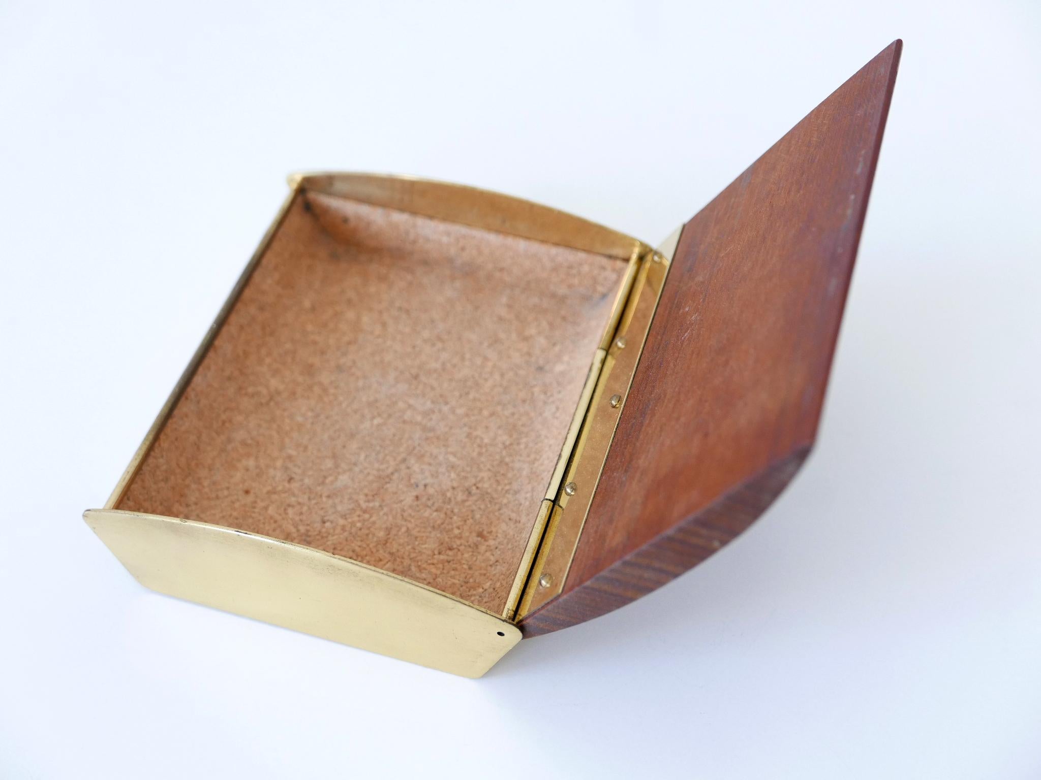 Rare Mid-Century Modern Teak Cork & Brass Box by Carl Auböck Austria 1950s For Sale 8