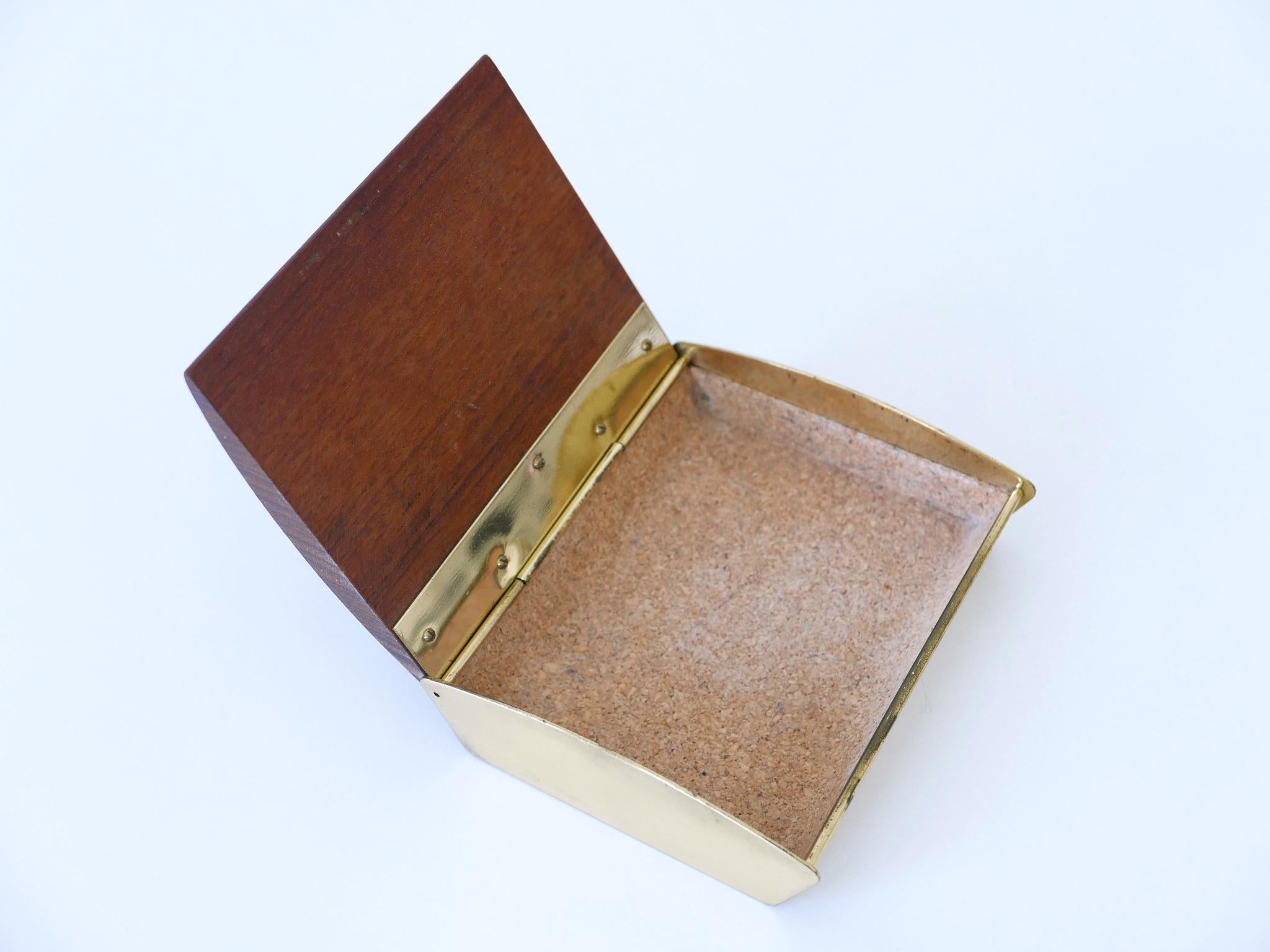 Rare Mid-Century Modern Teak Cork & Brass Box by Carl Auböck Austria 1950s For Sale 9