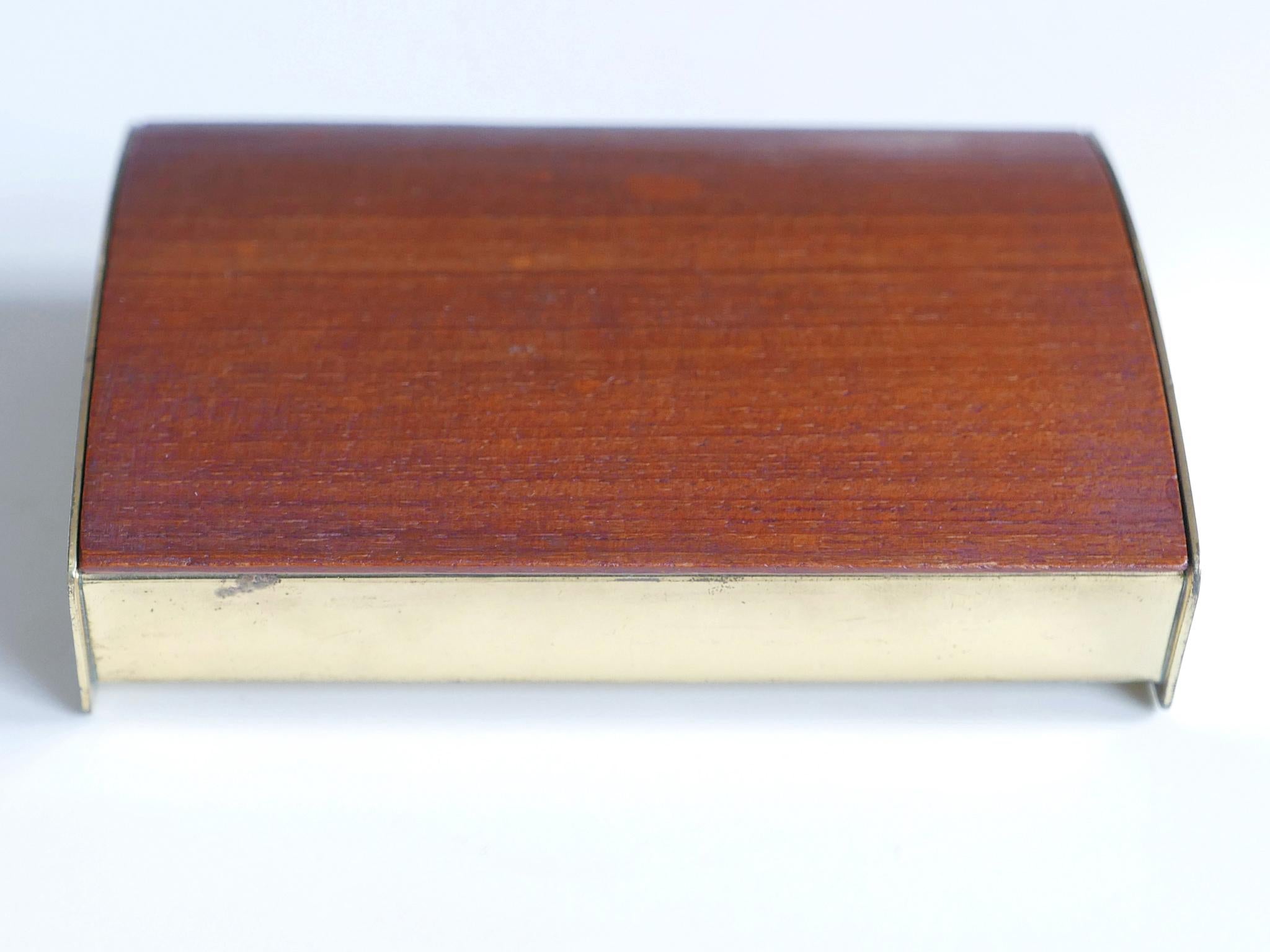 Rare Mid-Century Modern Teak Cork & Brass Box by Carl Auböck Austria 1950s For Sale 1