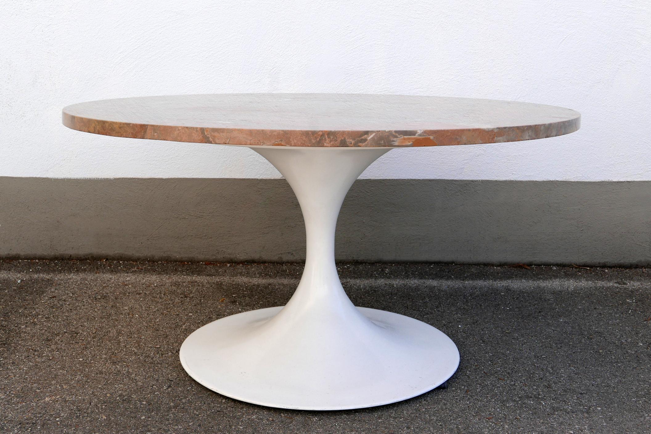 Aluminum Rare Mid-Century Modern Tulip Base Marble Coffee Table by Honsel, Germany, 1960s For Sale