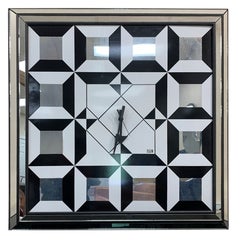 Rare Mid-Century Modern Verner Panton Style Pop/ Op Art Wall Mirror with Clock