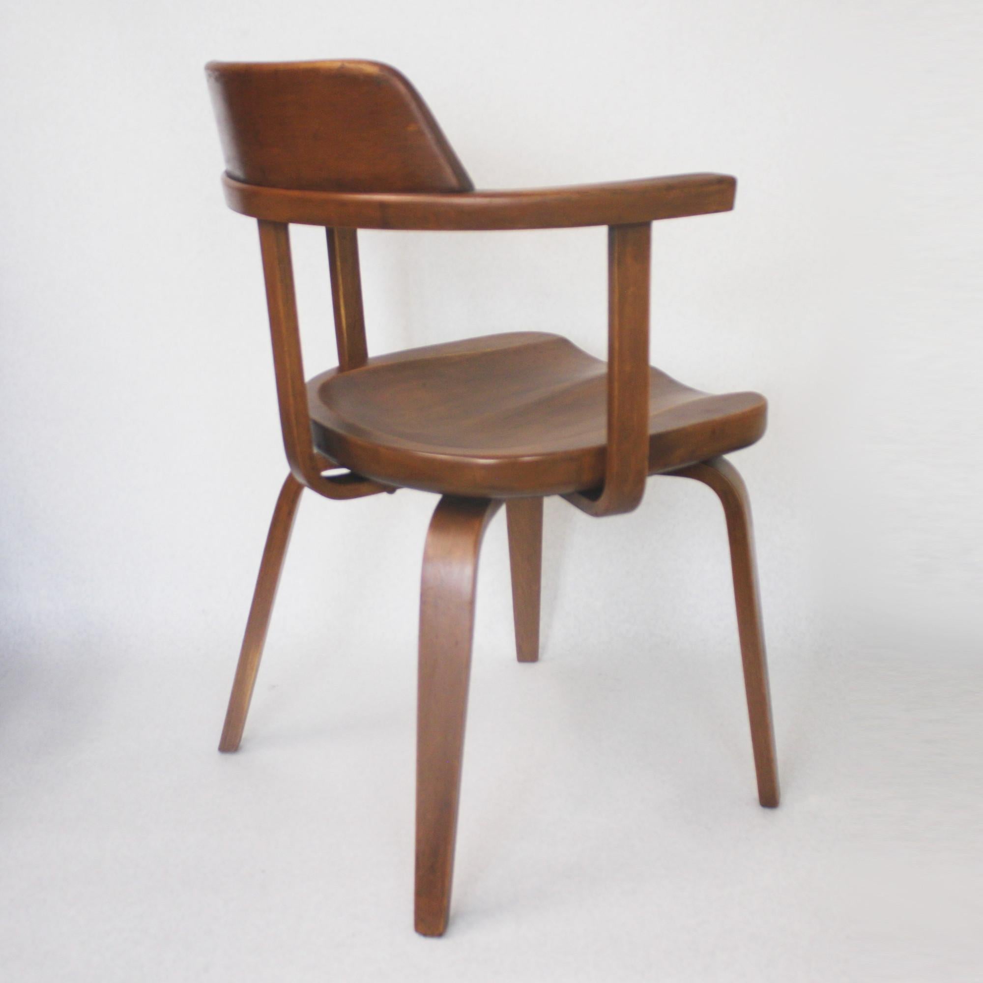 Laminated Rare Mid-Century Modern W199 Chair Designed by Walter Gropius for Thonet Bauhaus