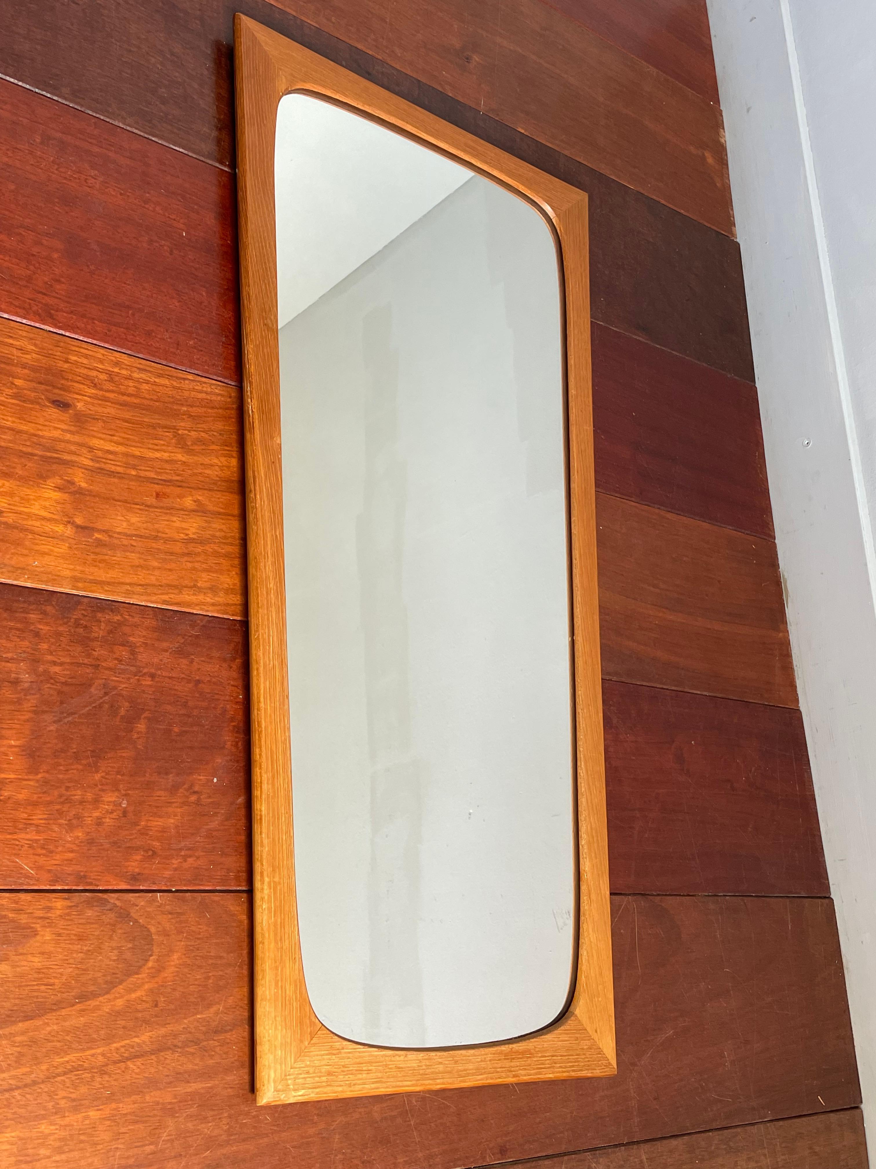 Rare Mid-Century Modern Wall / Make Up Mirror in Superb Teak Wooden Frame 1960s For Sale 4
