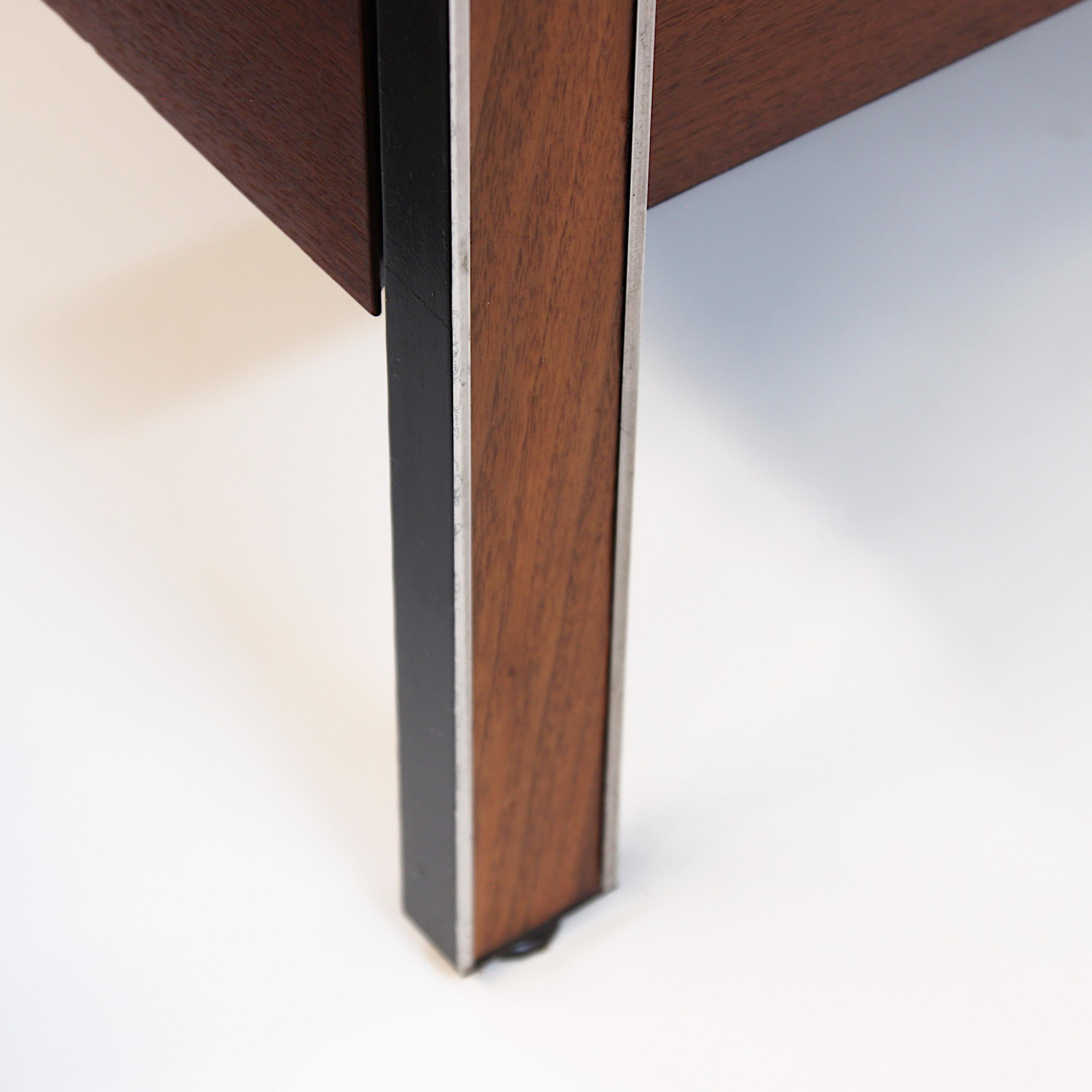 Steel Rare Mid-Century Modern Walnut Push-Button Executive Desk by SLS Environetics  For Sale