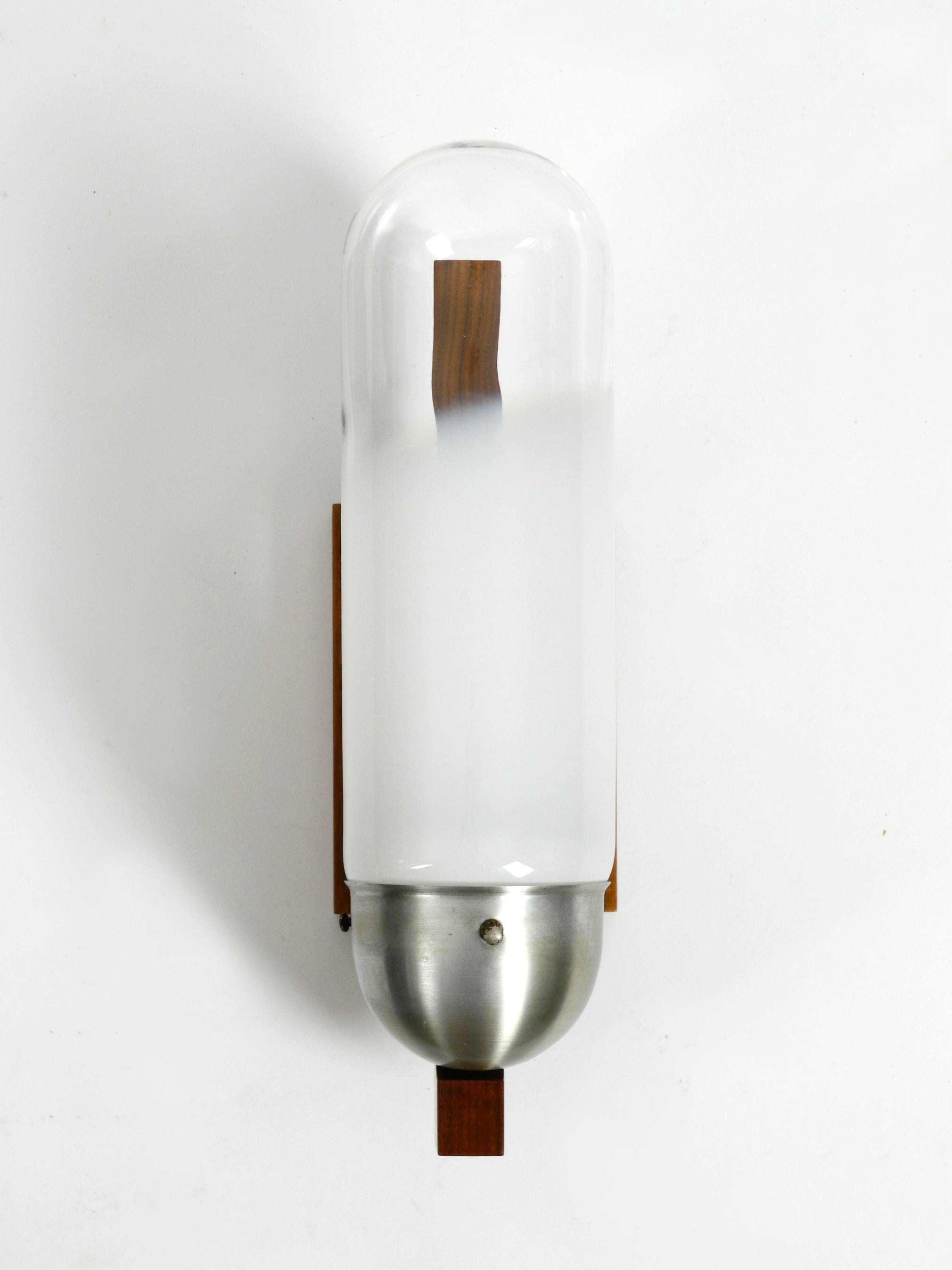 Rare Mid-Century Modern Wood Wall Lamp with Glass Shade in Art Deco Design  3