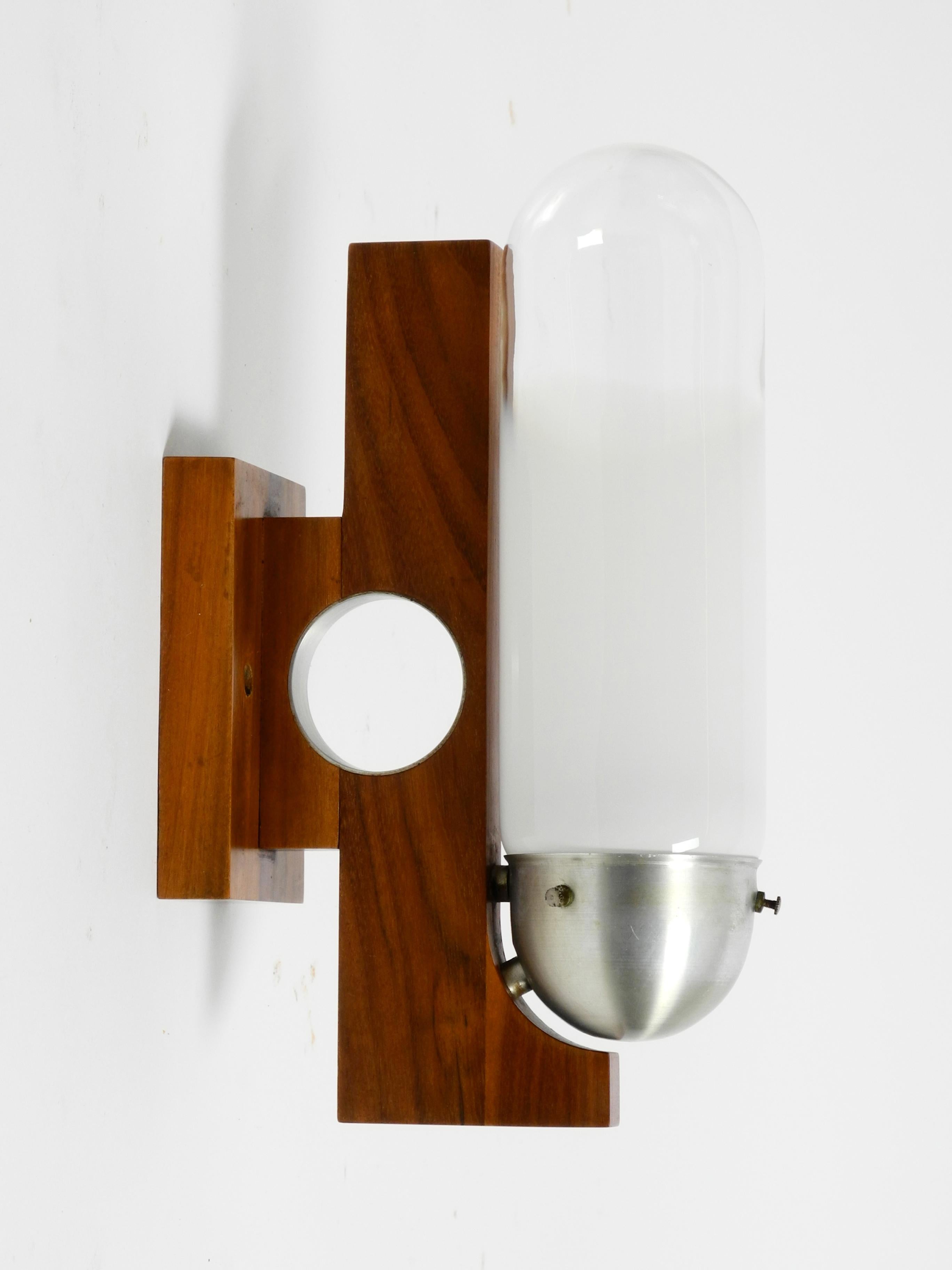 Rare Mid-Century Modern Wood Wall Lamp with Glass Shade in Art Deco Design  4