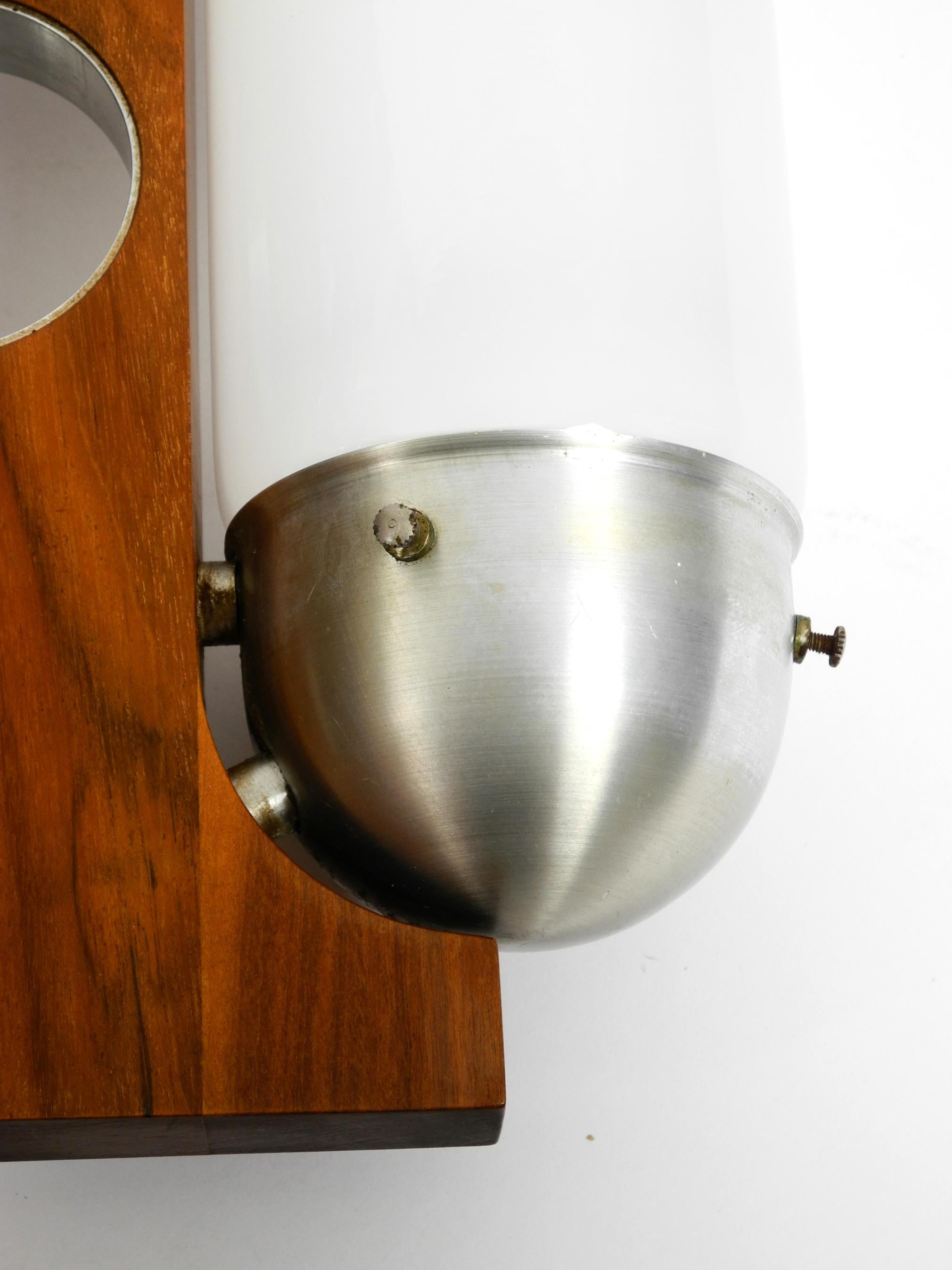 Rare Mid-Century Modern Wood Wall Lamp with Glass Shade in Art Deco Design  In Good Condition In München, DE