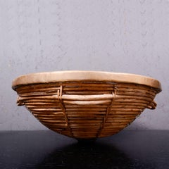 1960s Woven Handle Basket Patinated Brass Style Arthur Umanoff