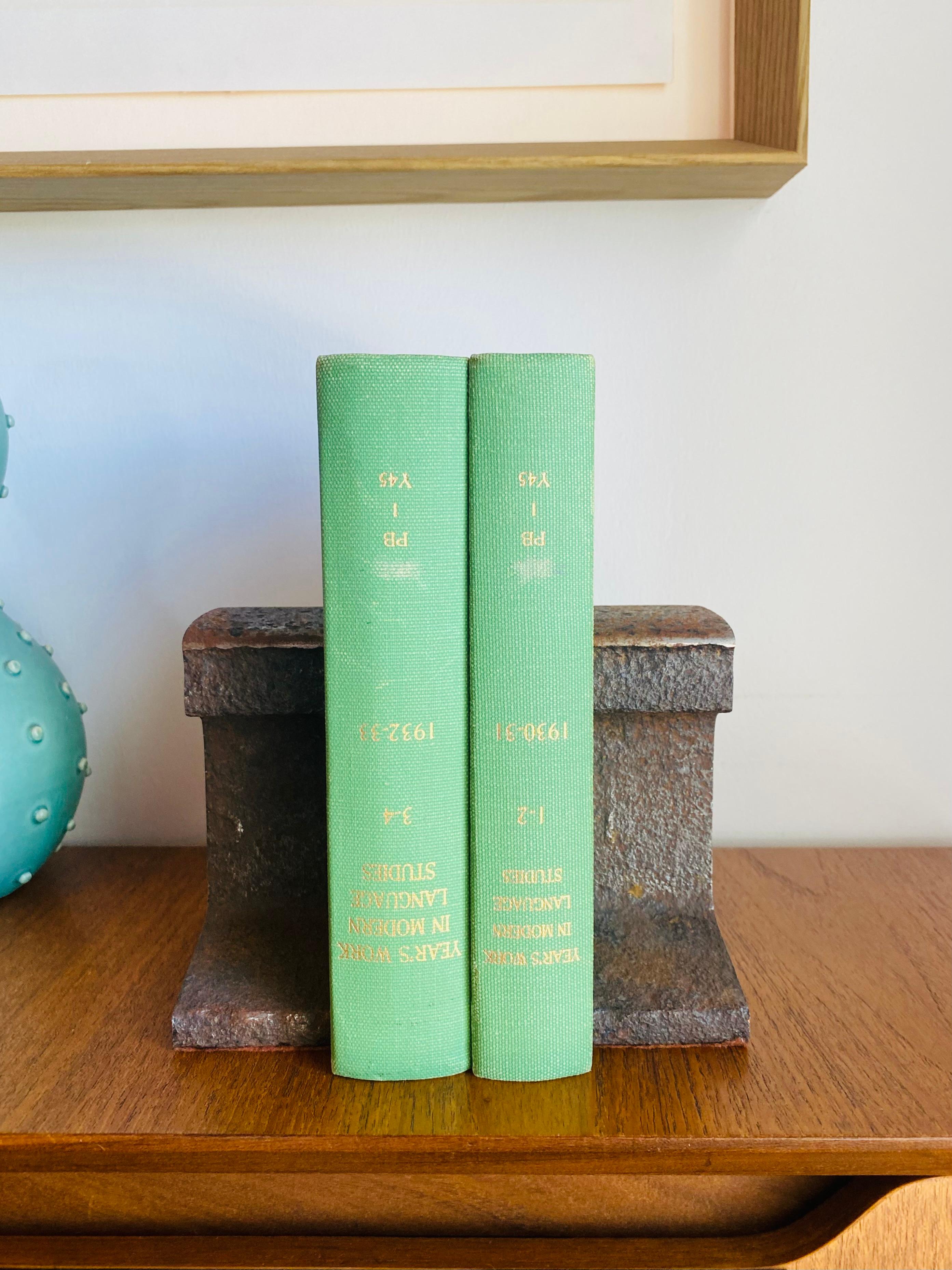 Industrial Rare Mid Century Modernist Steel Railroad Tie Bookends Pair For Sale