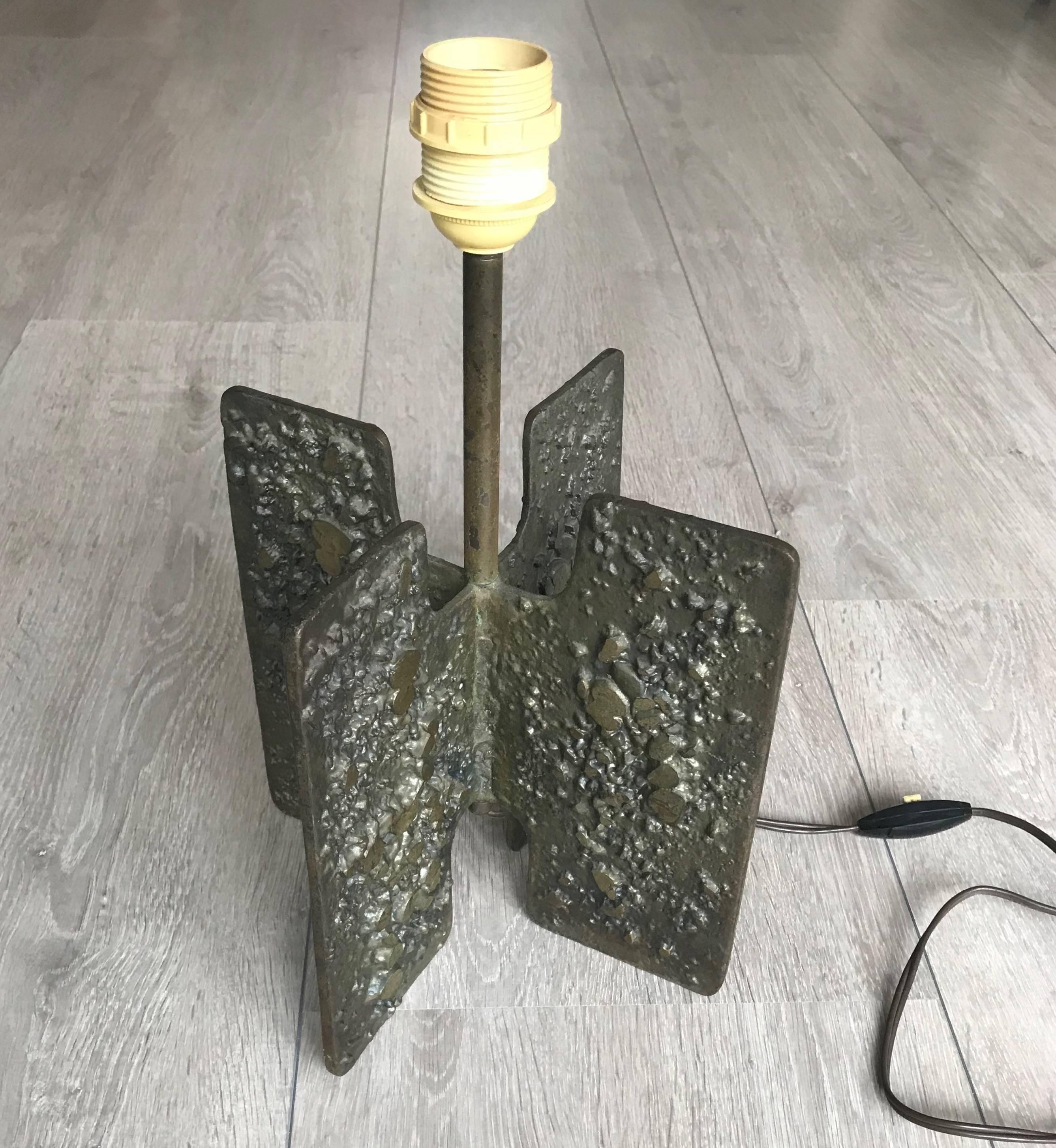 Rare Mid-Century Modernist, Abstract Sculptural Cast Bronze Desk /Table Lamp  9