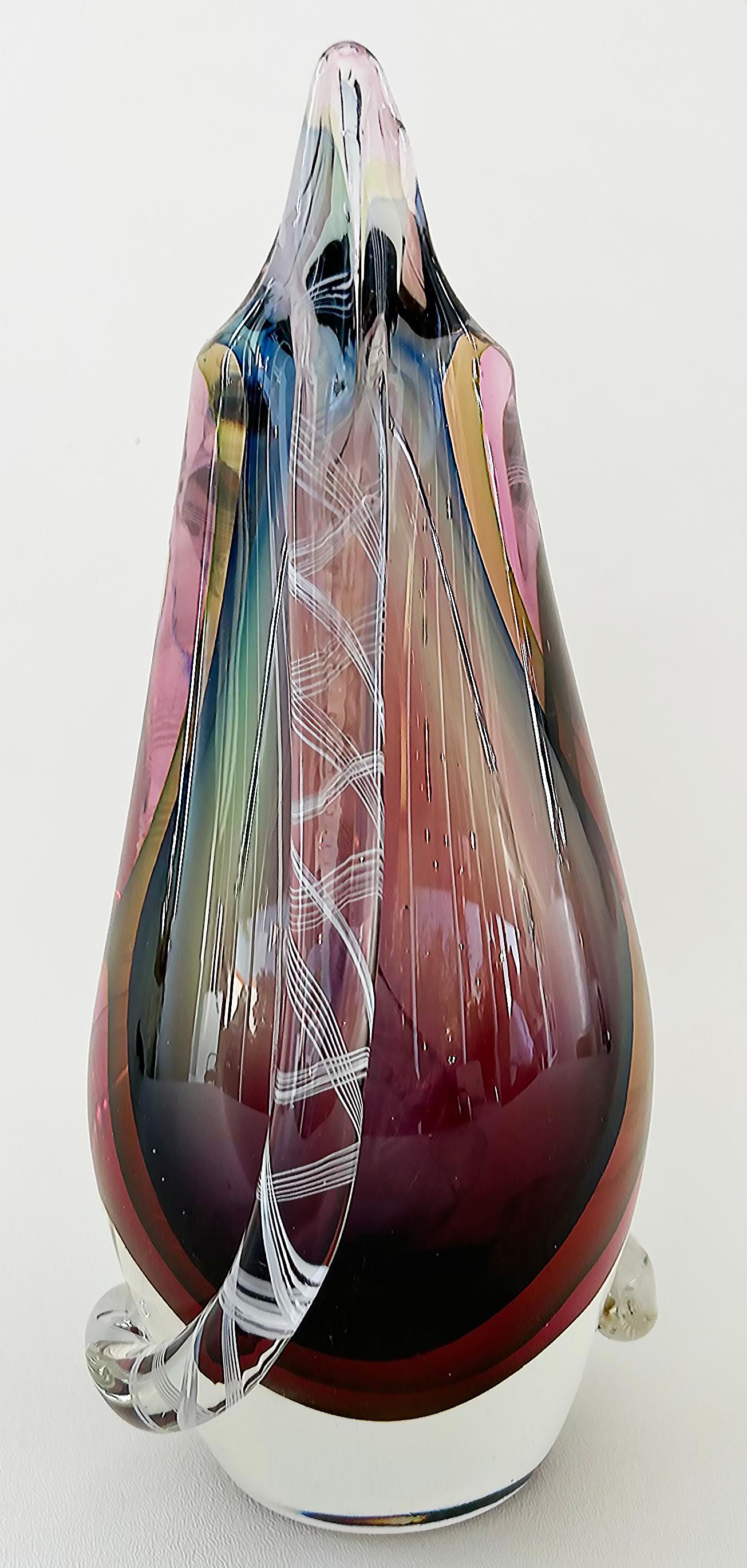 Rare Mid-century Murano Glass Flavio Poli Sommerso Vase, Filigrana Applied In Good Condition In Miami, FL