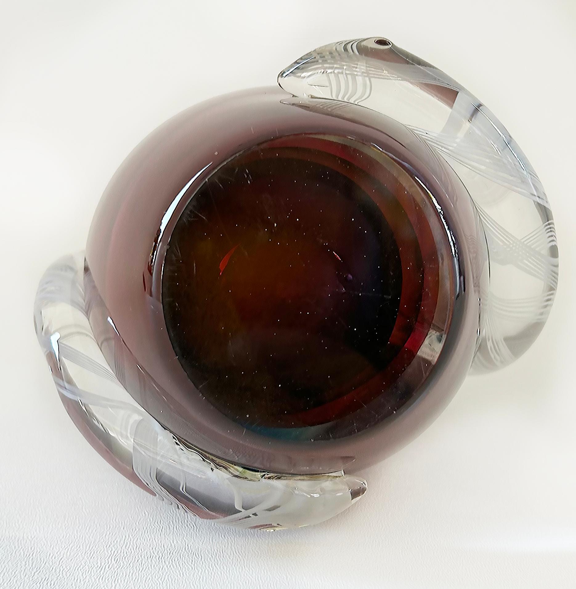 Rare Mid-century Murano Glass Flavio Poli Sommerso Vase, Filigrana Applied 3
