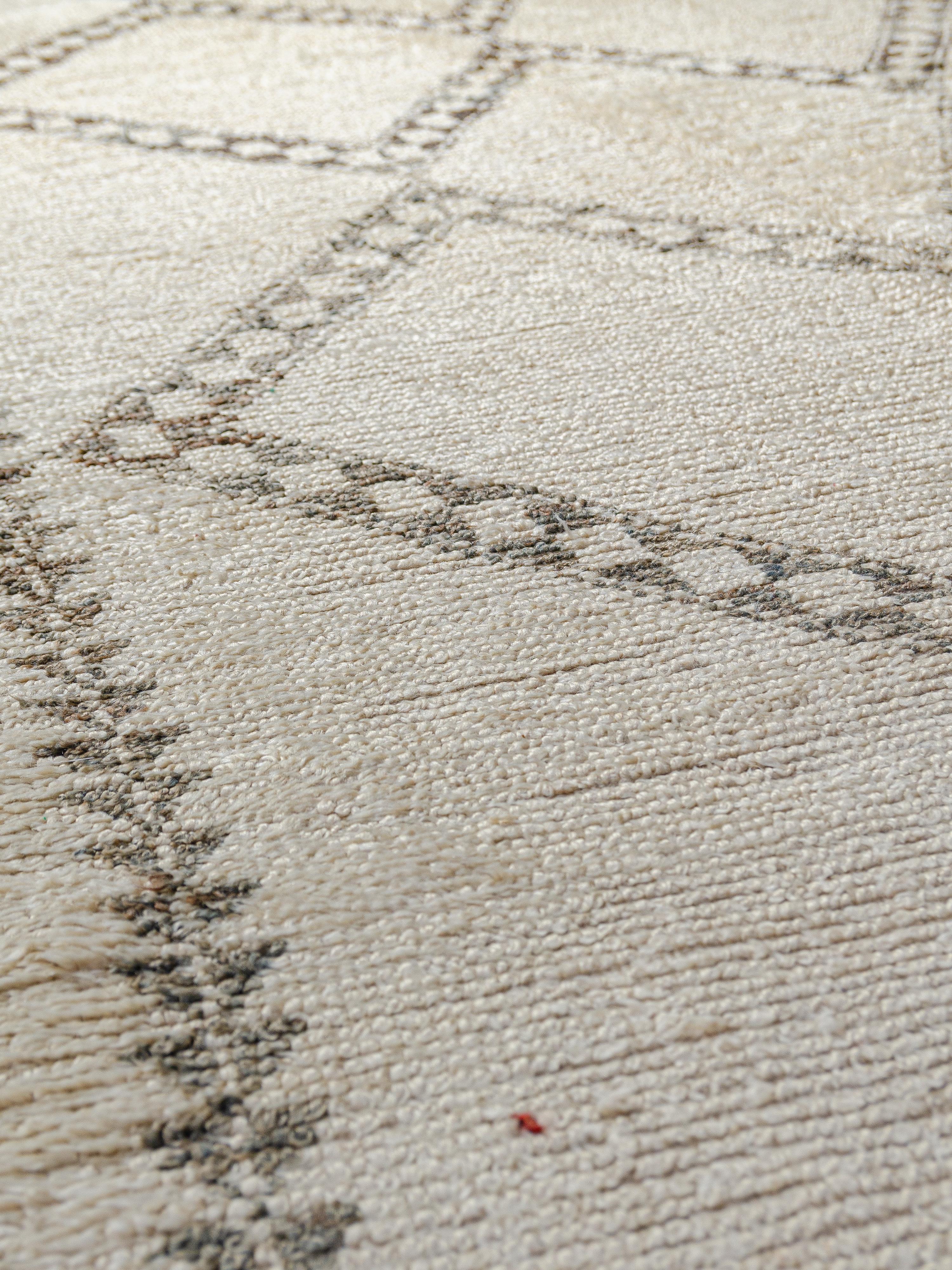 Moroccan Rare Mid-Century Neutral Minimal Beni Alaham Carpet Curated By Breuckelen Berber For Sale
