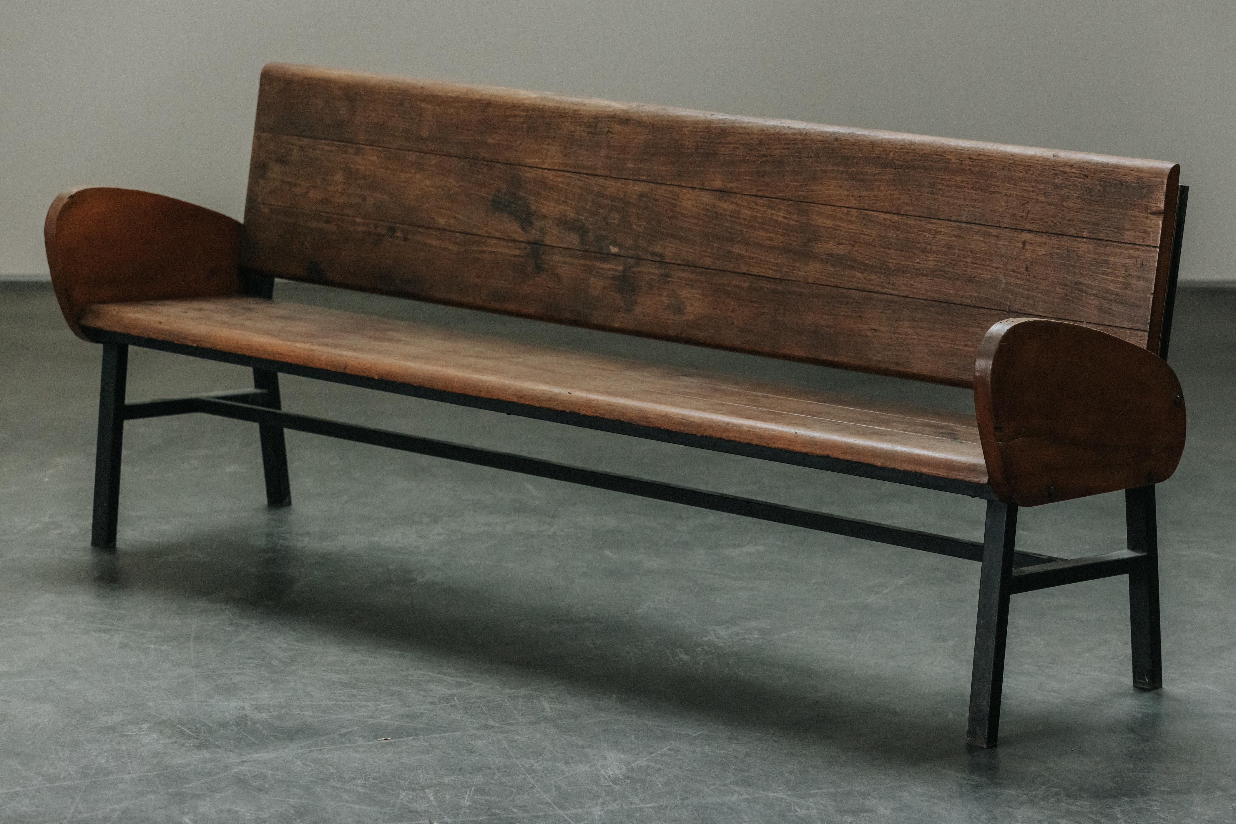 Mid-20th Century Rare Mid Century Oak Bench From France, Circa 1960 For Sale