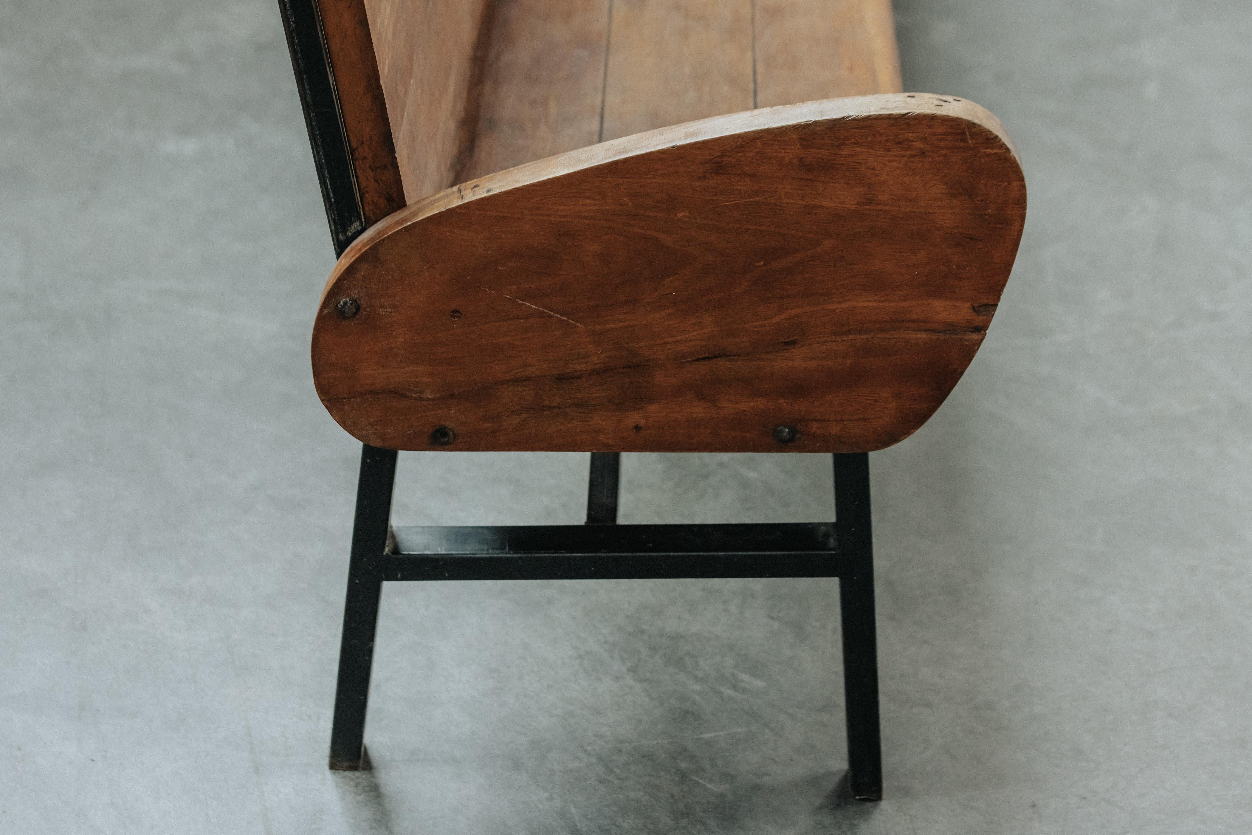 Rare Mid Century Oak Bench From France, Circa 1960 For Sale 1