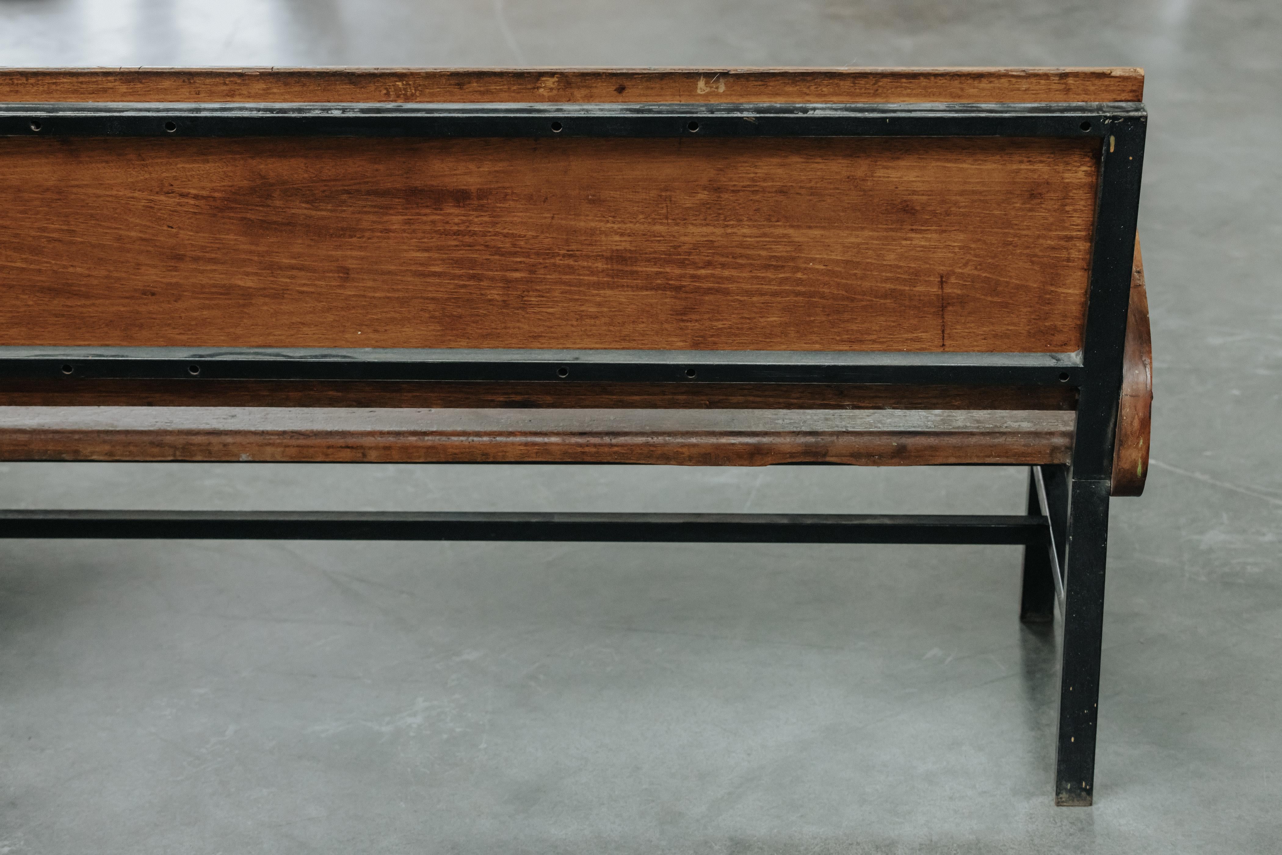 Rare Mid Century Oak Bench From France, Circa 1960 For Sale 2