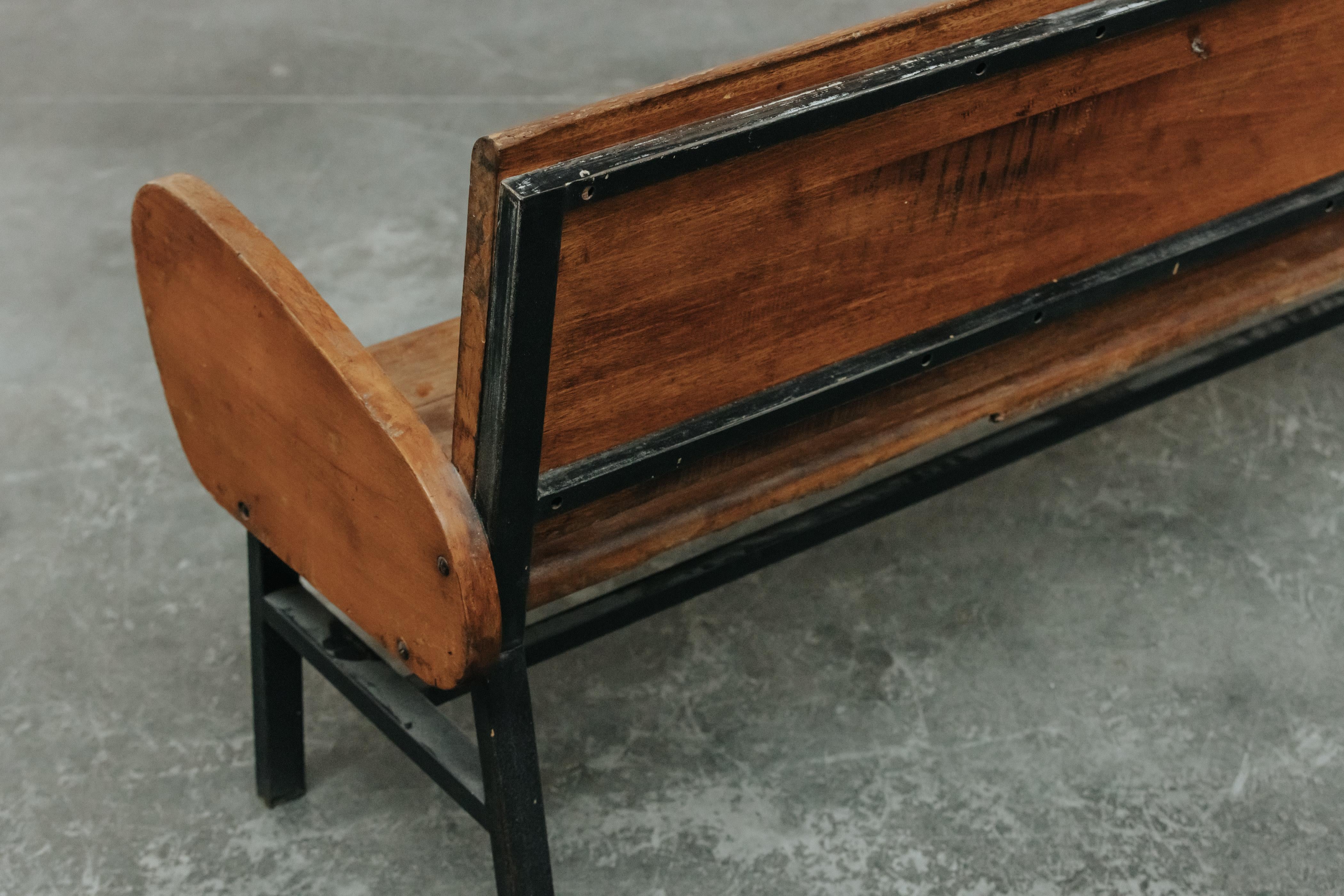 Rare Mid Century Oak Bench From France, Circa 1960 For Sale 3