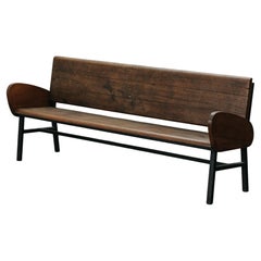Rare Mid Century Oak Bench From France, Circa 1960