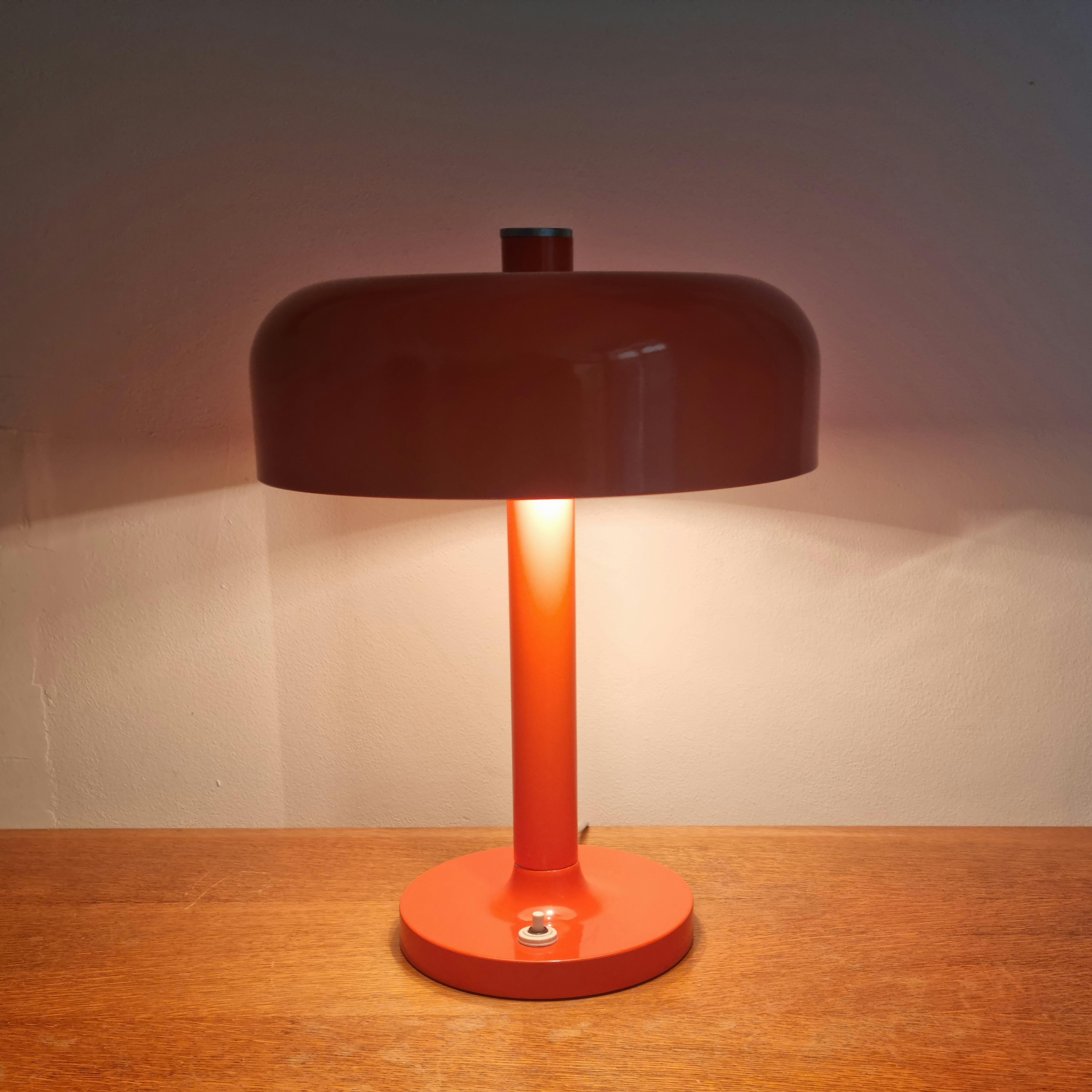 Rare Mid Century Orange Table Lamp Mushroom Napako, Josef Hurka, 1970s In Good Condition In Praha, CZ