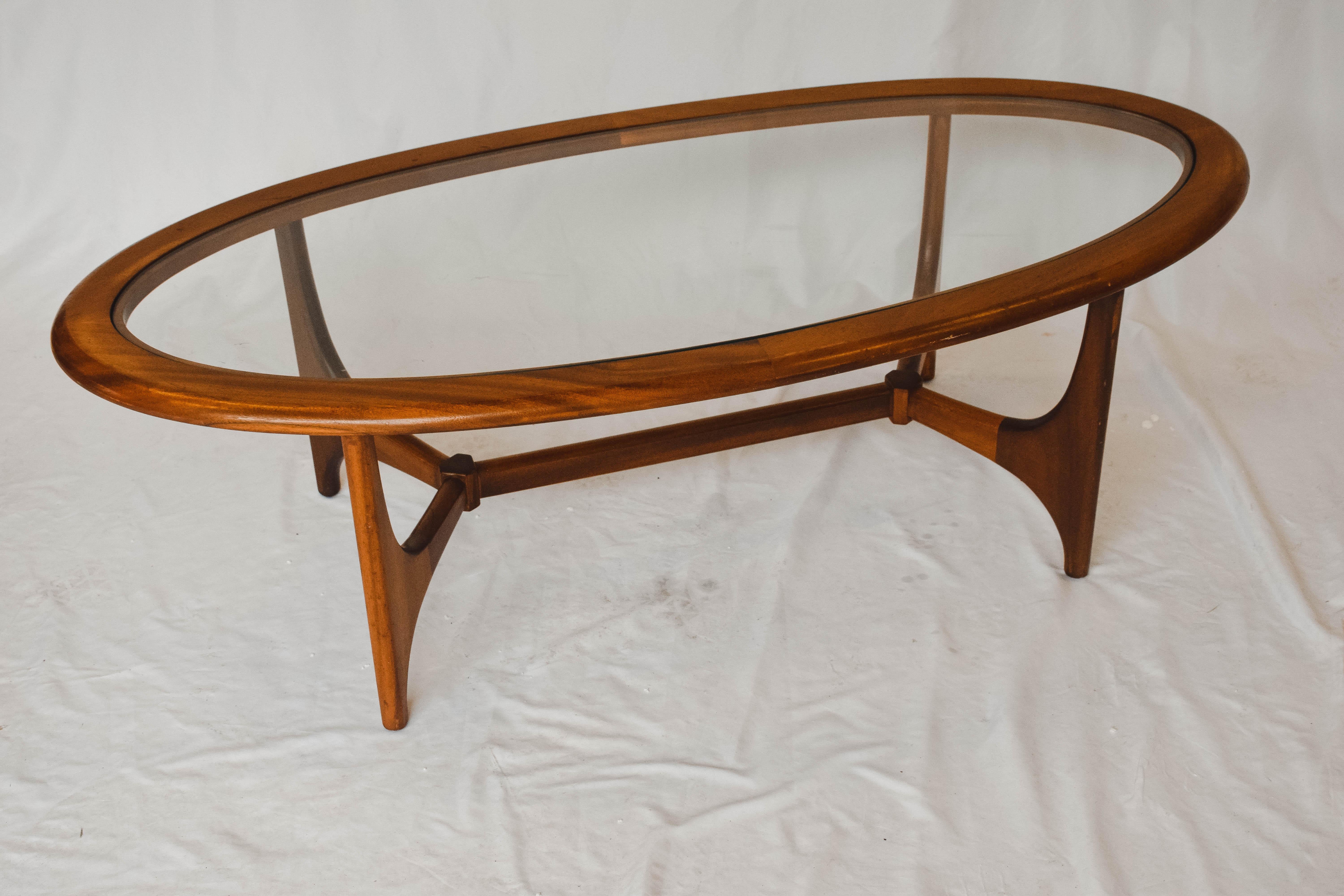 Rare Midcentury Oval Glass Coffee Table 1