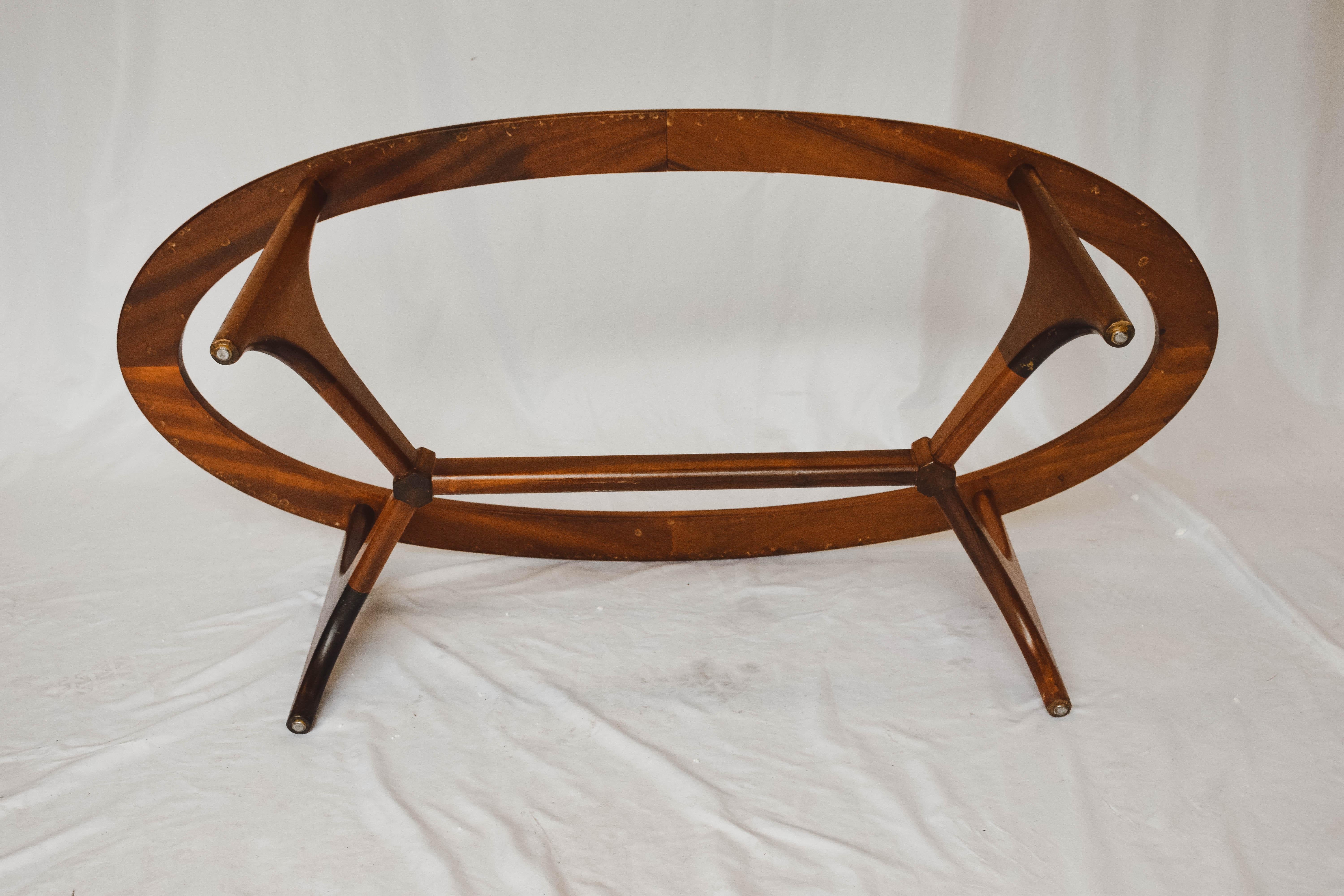 Rare Midcentury Oval Glass Coffee Table 2