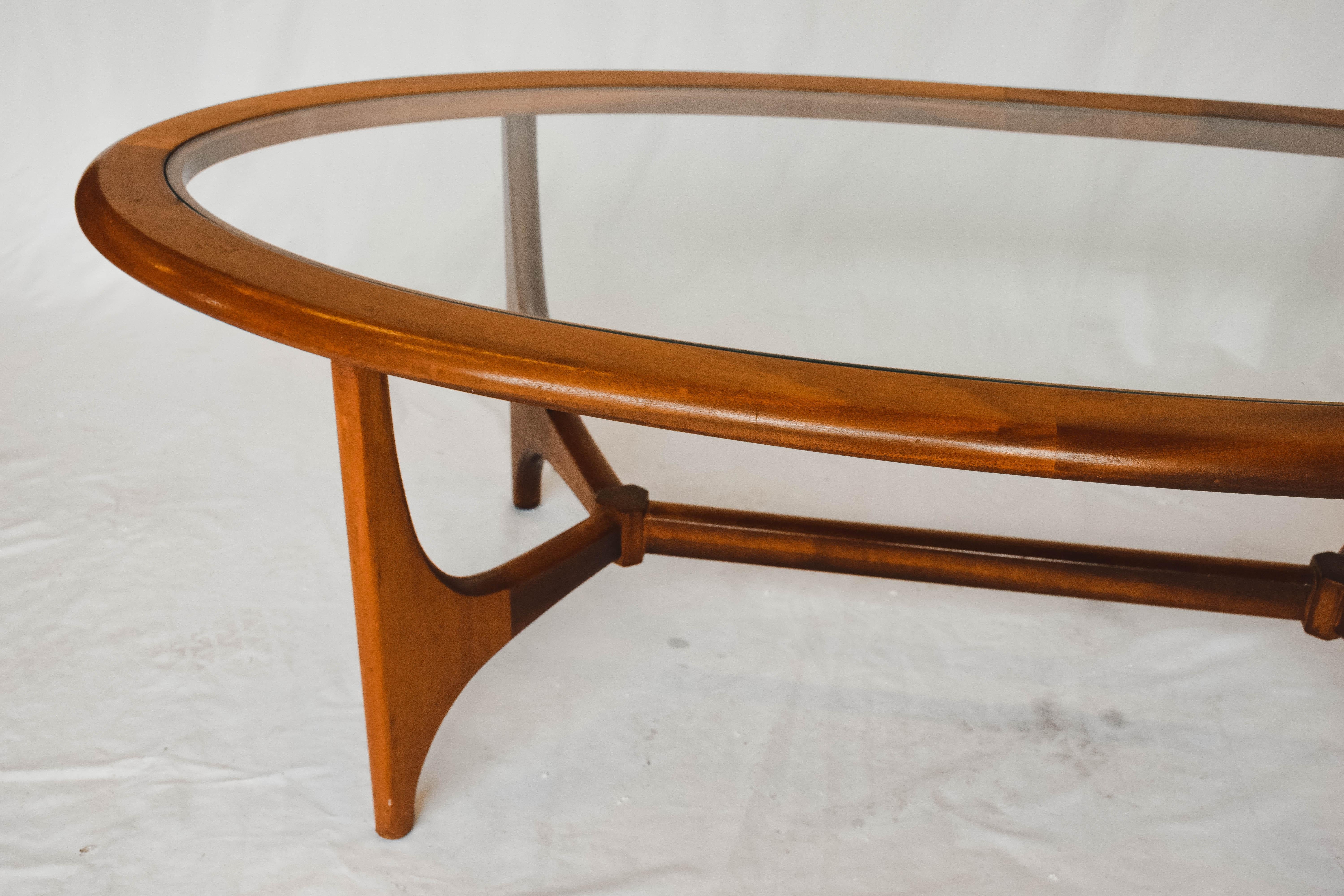 mid century glass coffee table