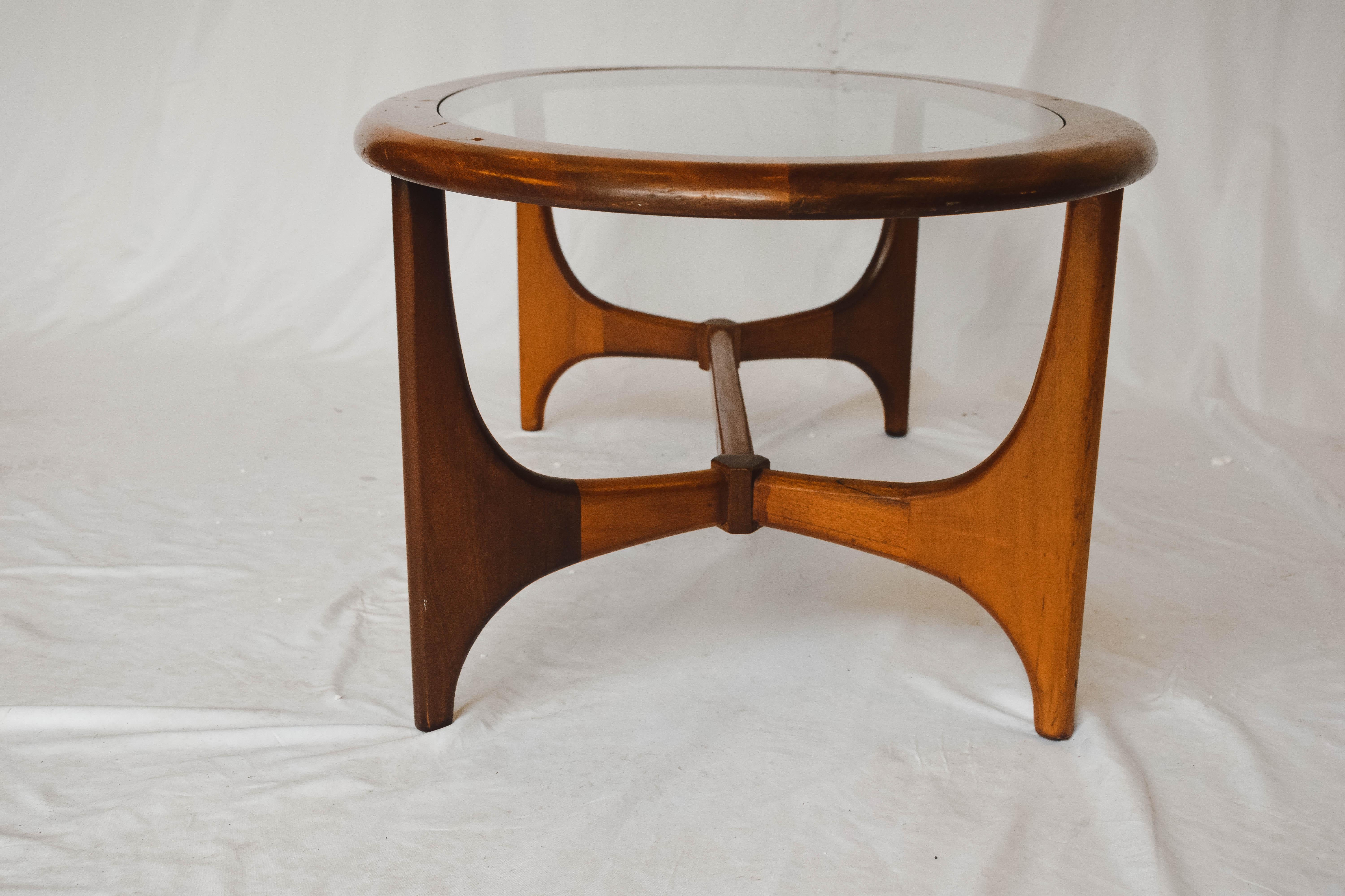 American Rare Midcentury Oval Glass Coffee Table