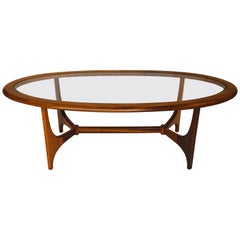 Rare Midcentury Oval Glass Coffee Table