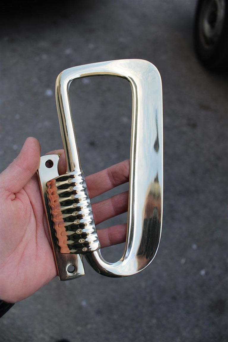 Rare Midcentury Pair of Ear Shaped Handles in Solid Brass Made in Italy