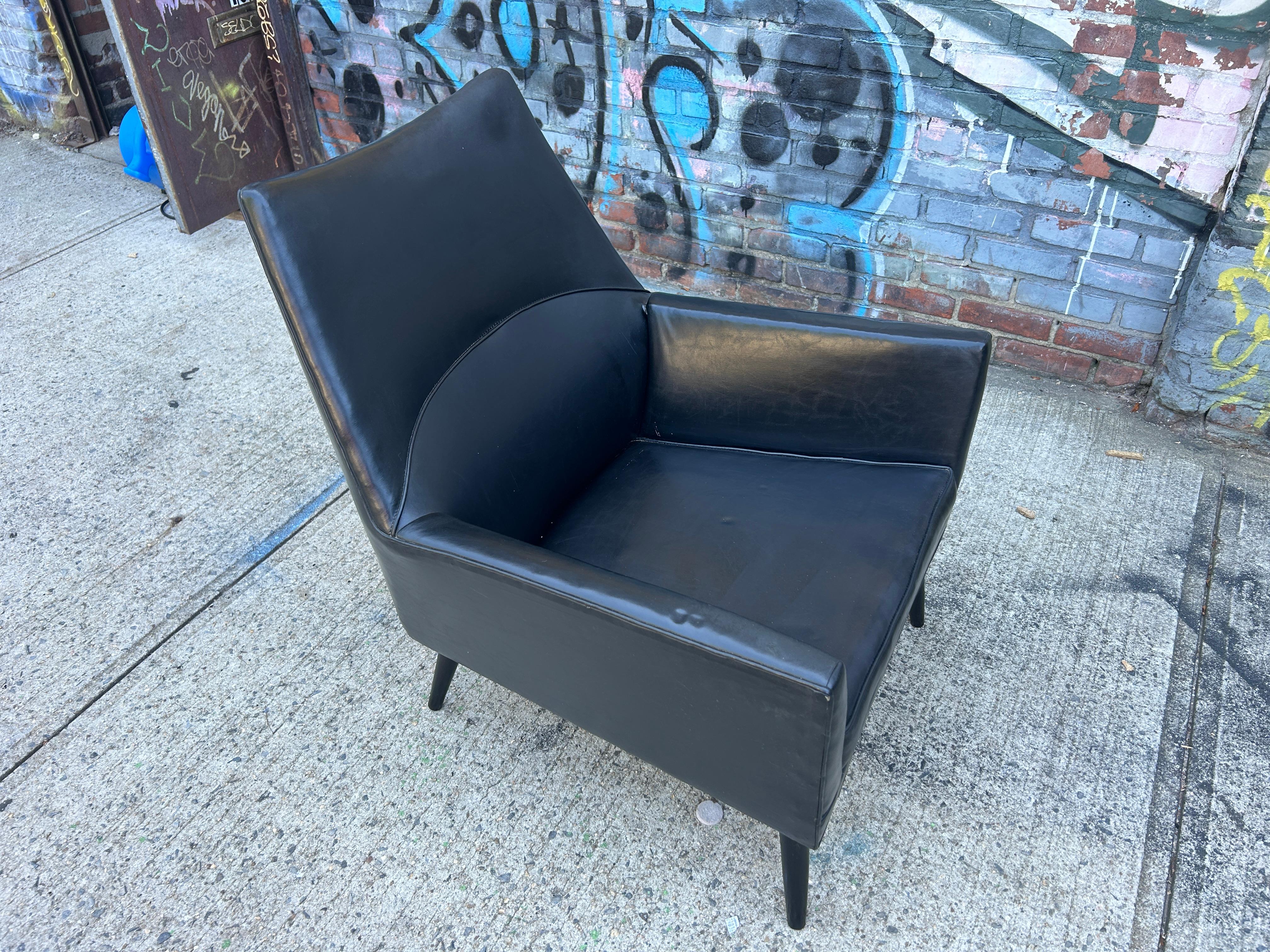 Seltene Mitte des Jahrhunderts Paul McCobb alle schwarz original Squirm Lounge Stuhl  (Moderne der Mitte des Jahrhunderts) im Angebot